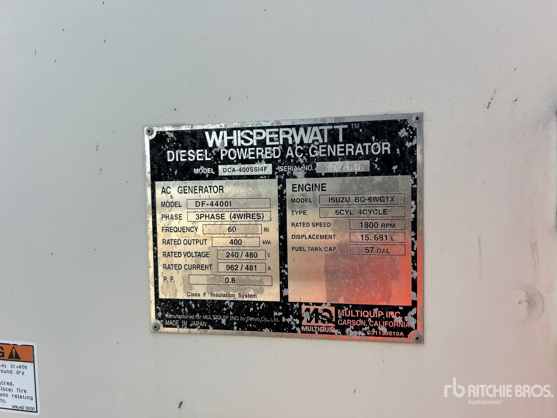 General Appearance with Serial Number / VIN