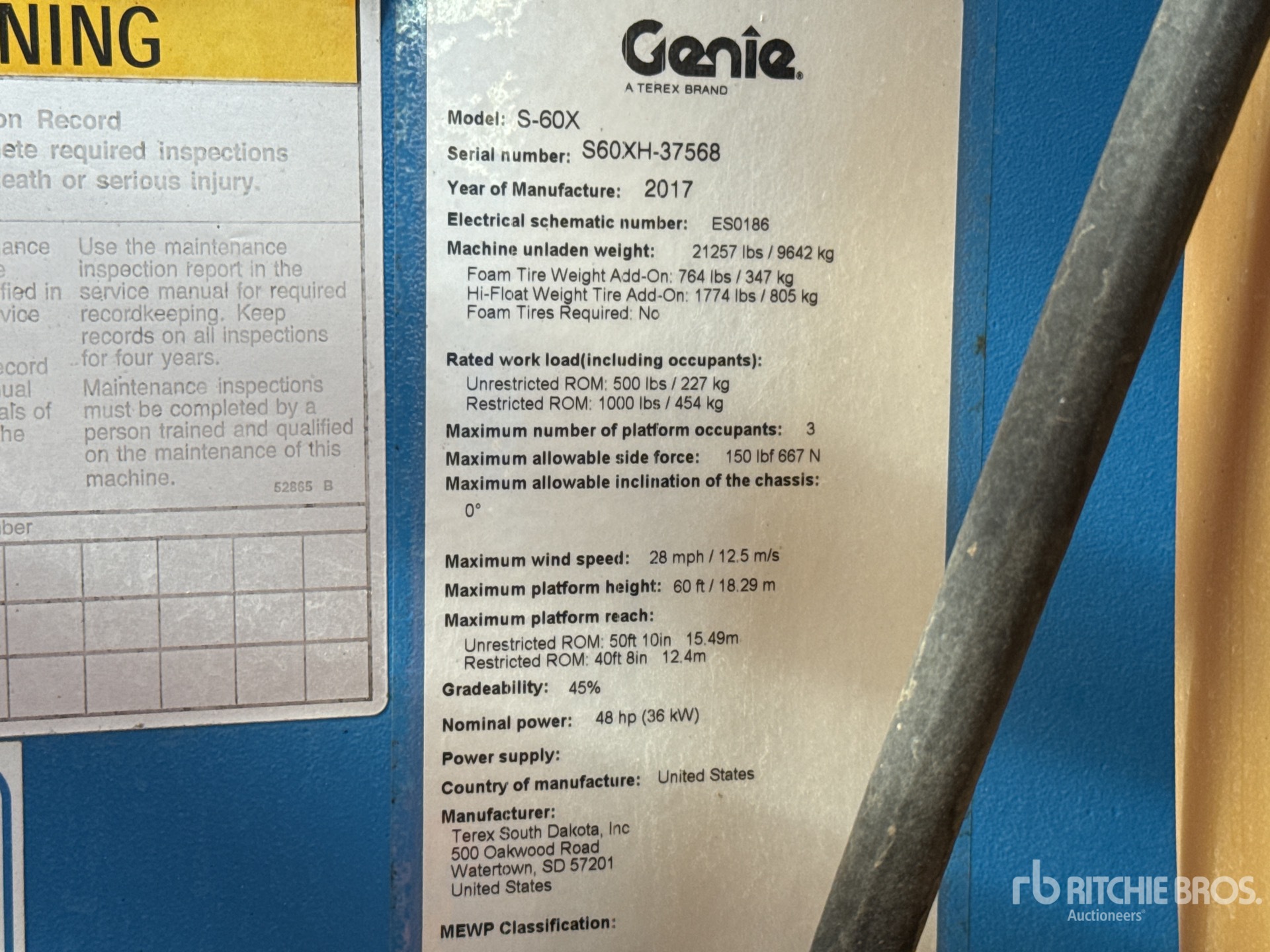 General Appearance with Serial Number / VIN