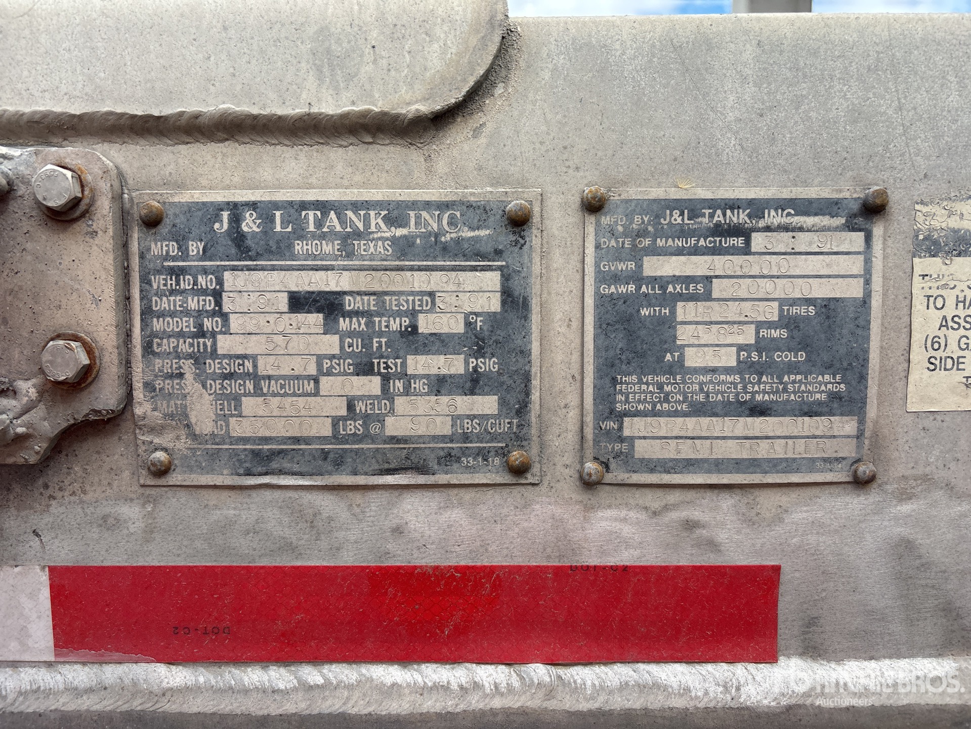 General Appearance with Serial Number / VIN