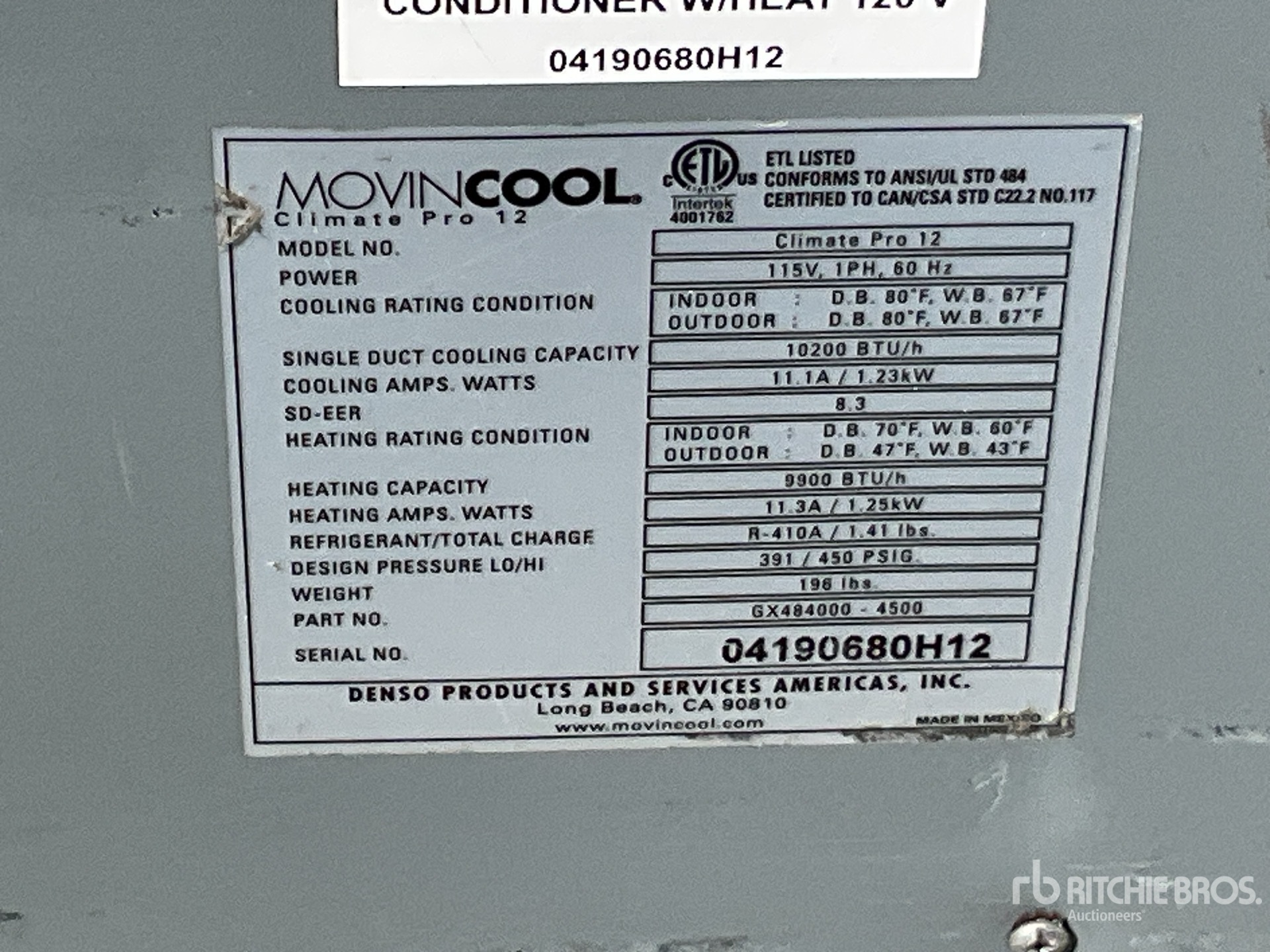 General Appearance with Serial Number / VIN