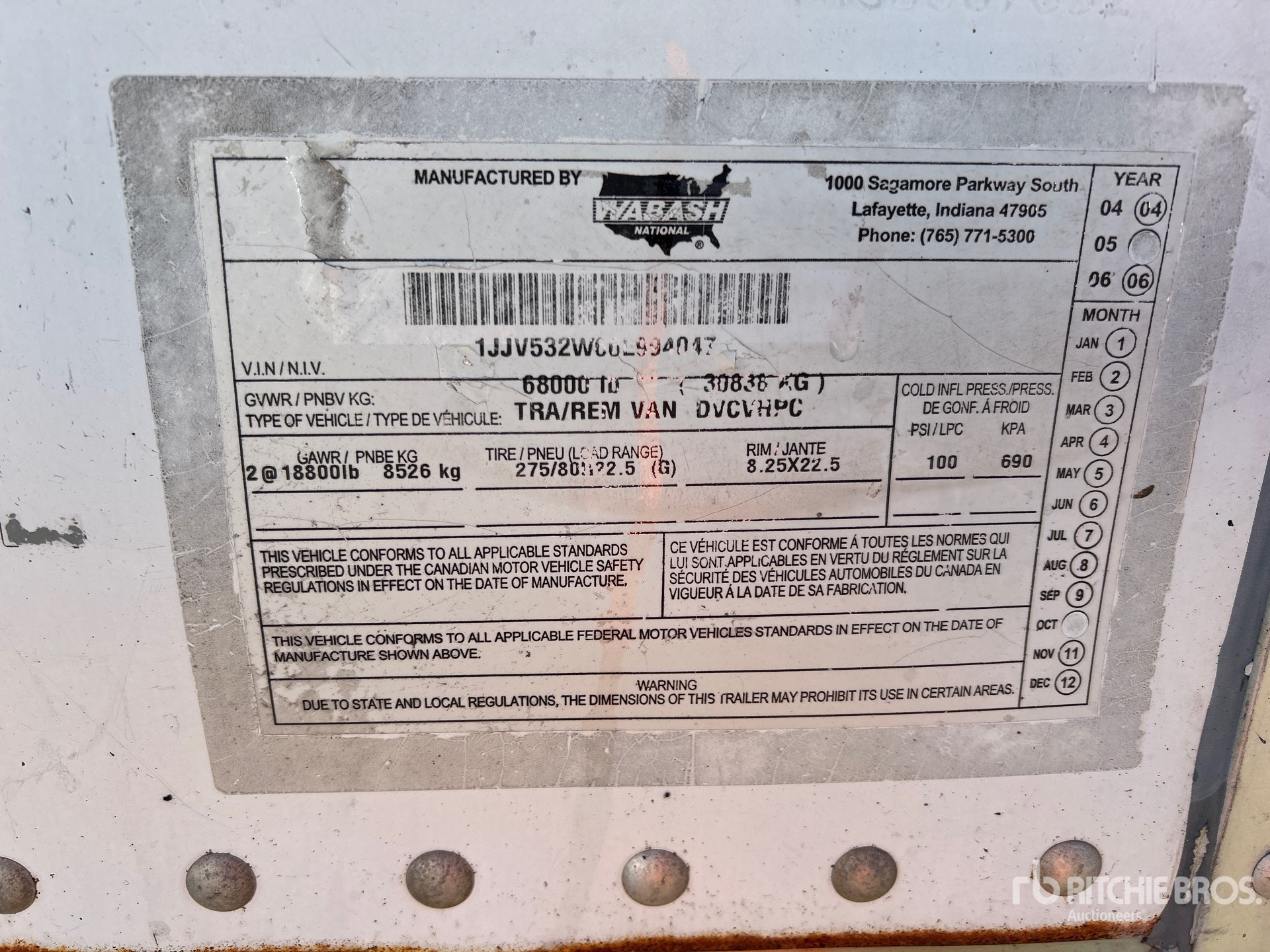 General Appearance with Serial Number / VIN