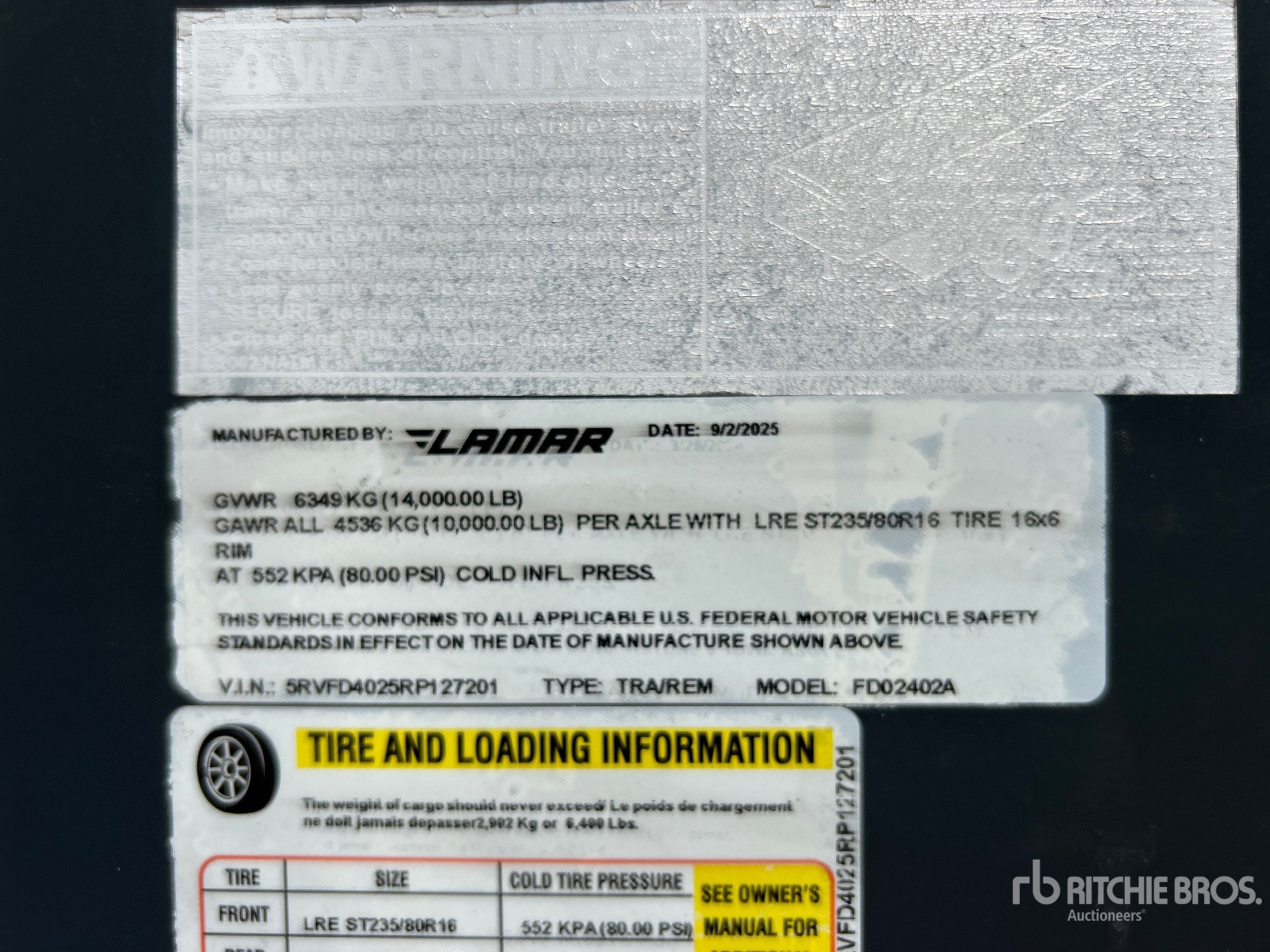 General Appearance with Serial Number / VIN