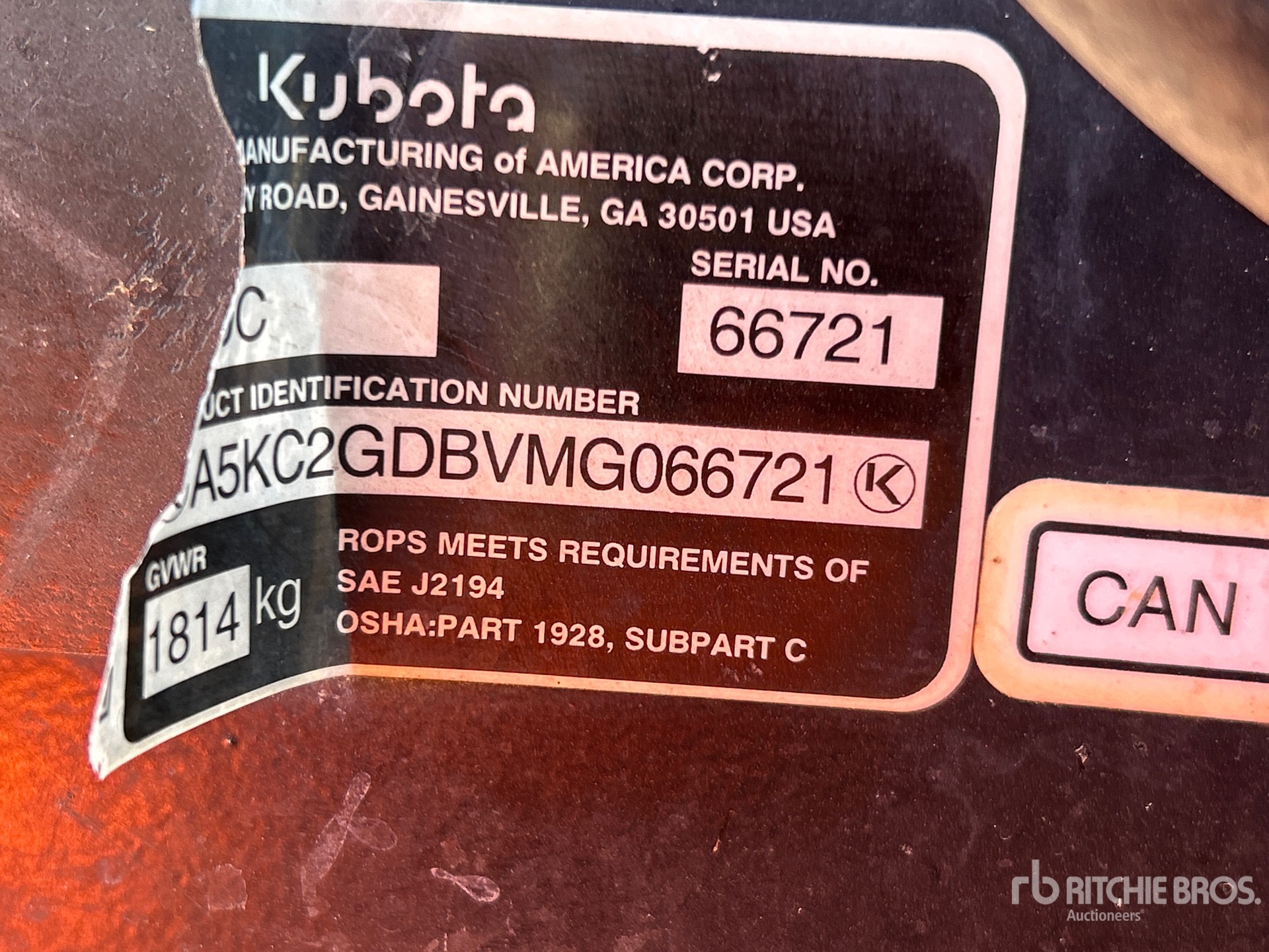 General Appearance with Serial Number / VIN