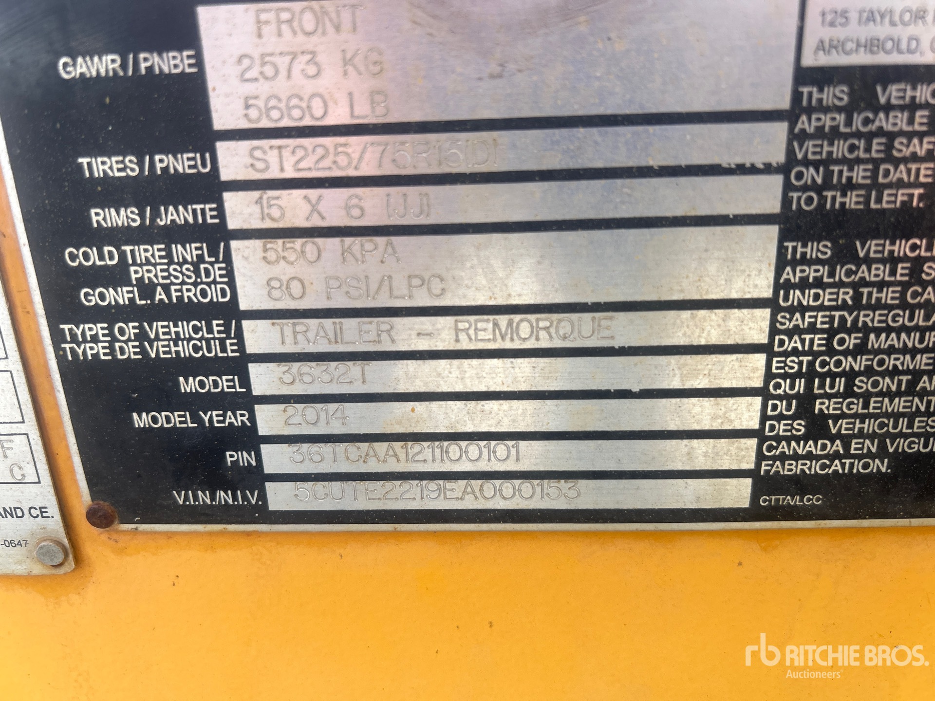 General Appearance with Serial Number / VIN