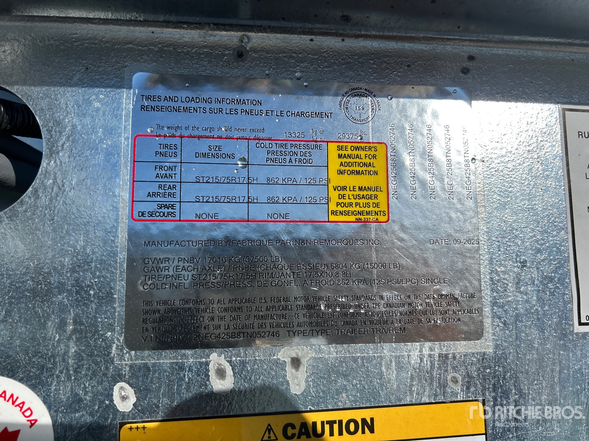 General Appearance with Serial Number / VIN