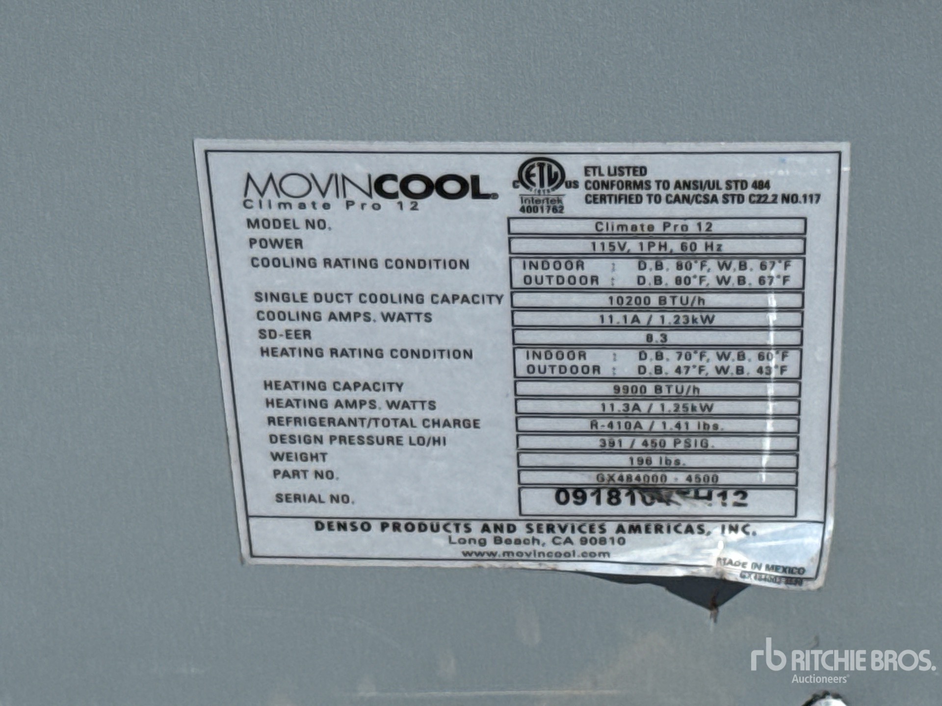 General Appearance with Serial Number / VIN