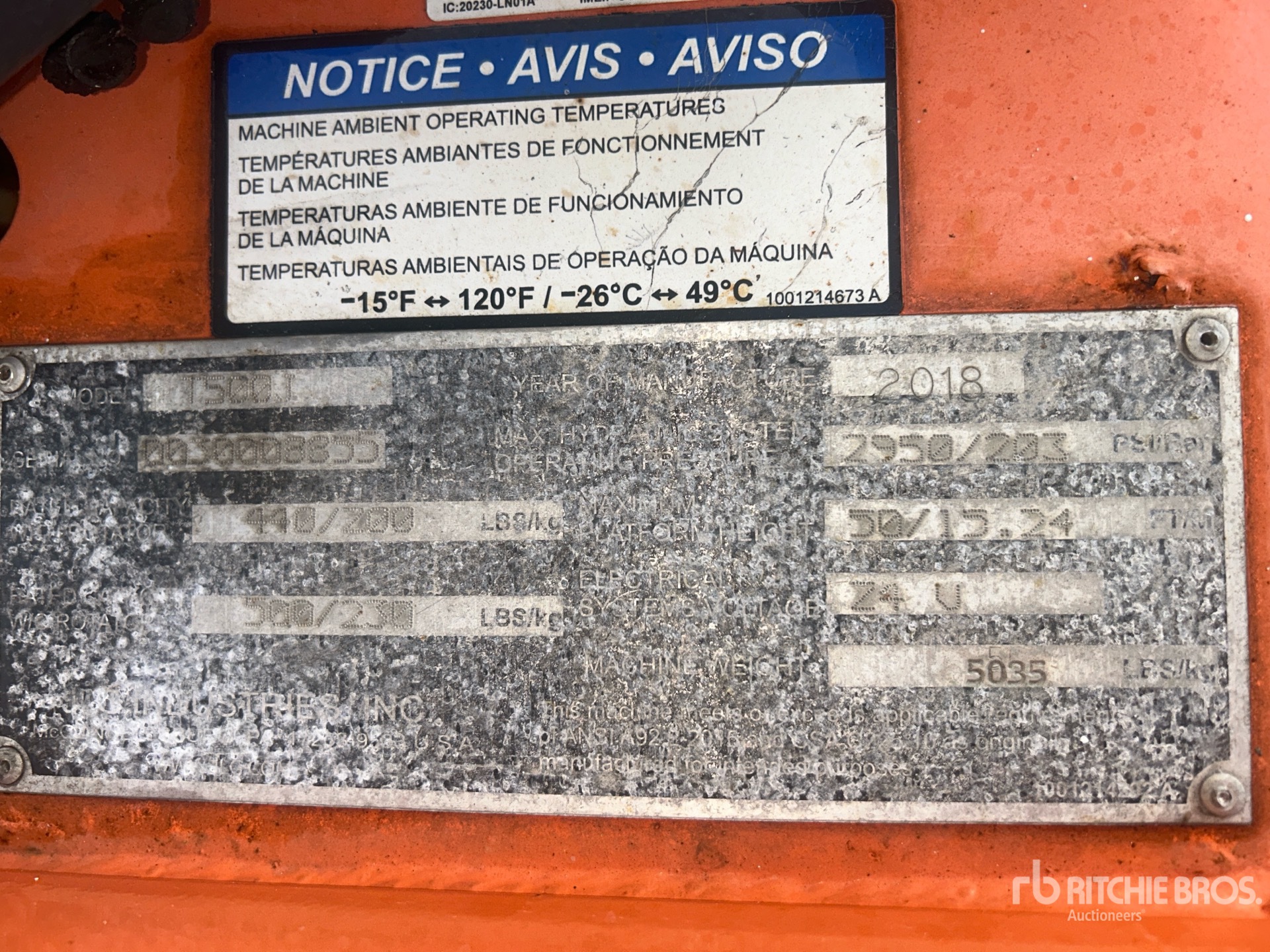 General Appearance with Serial Number / VIN