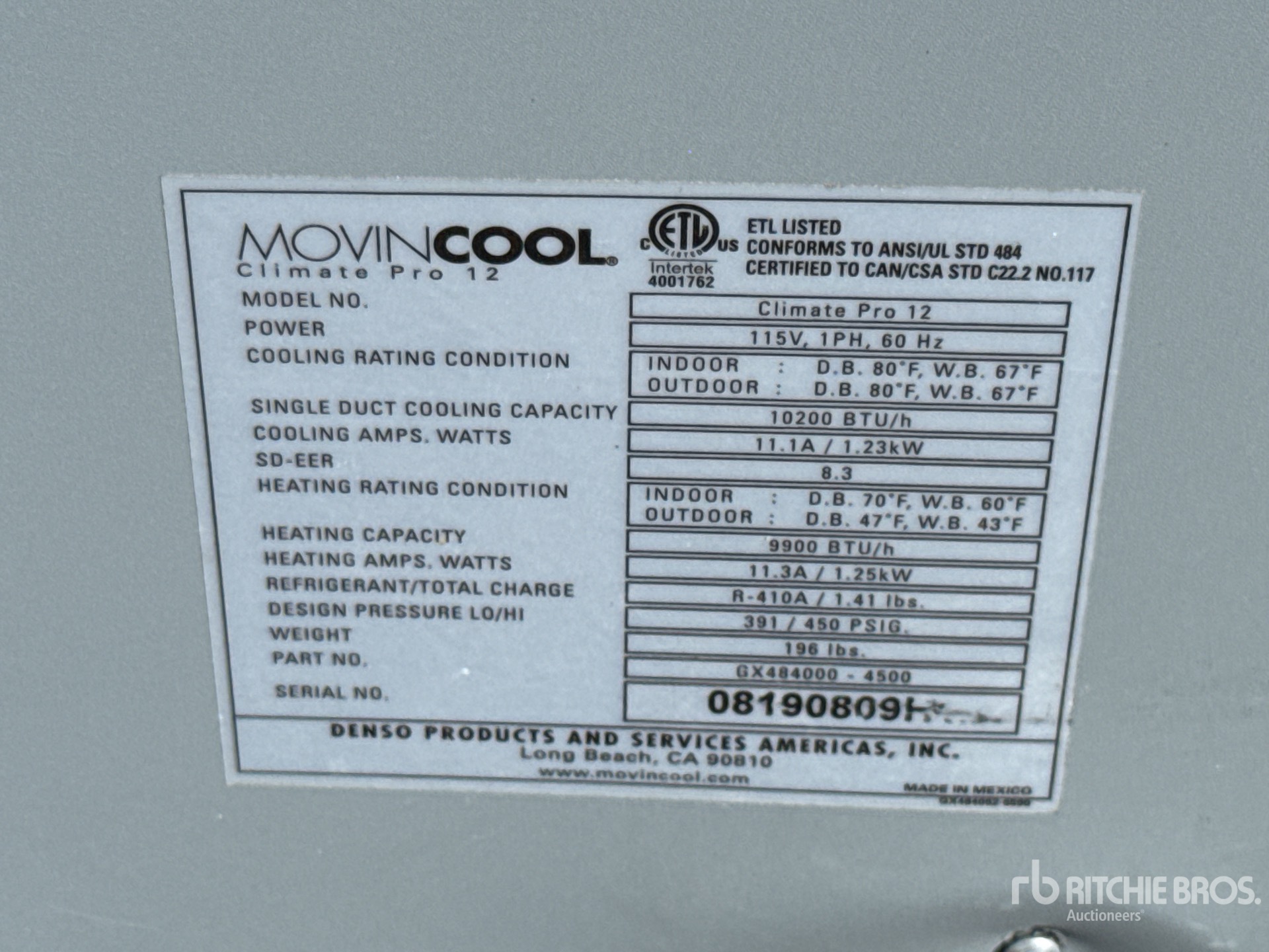 General Appearance with Serial Number / VIN