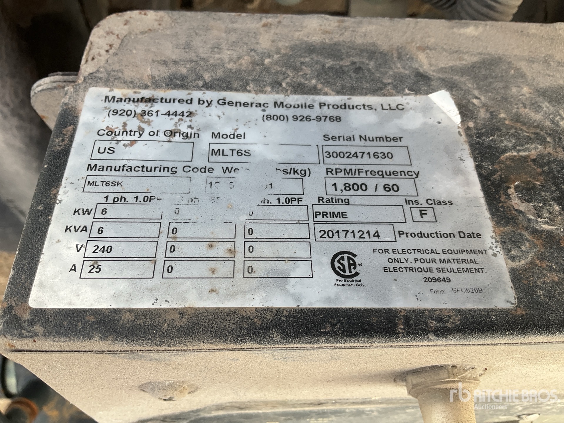 General Appearance with Unit Serial Number