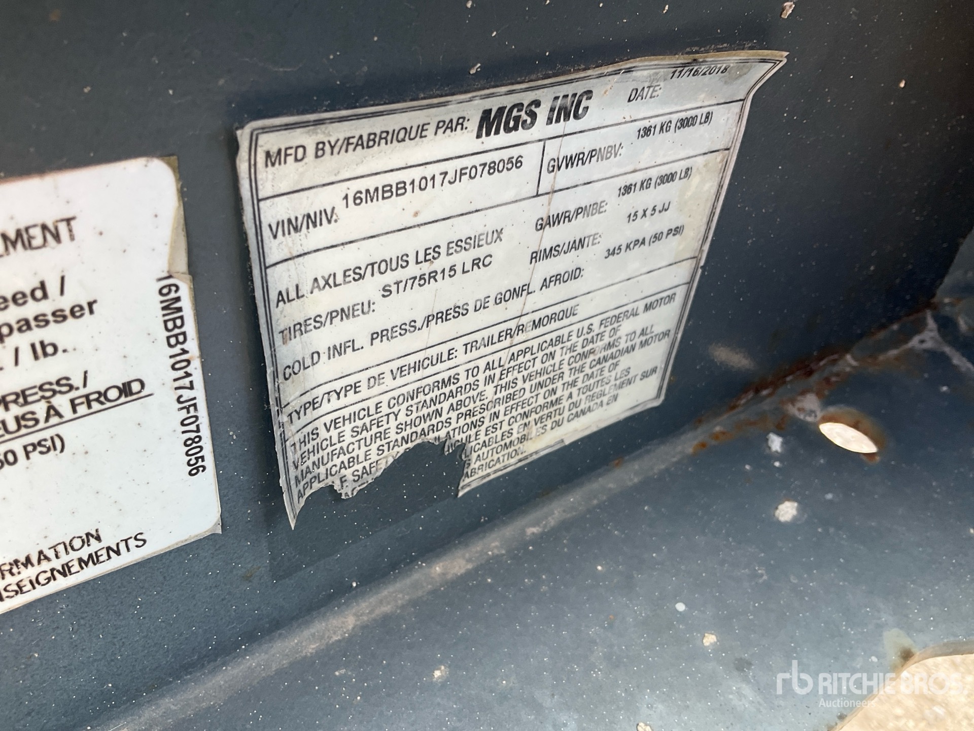 General Appearance with Serial Number / VIN