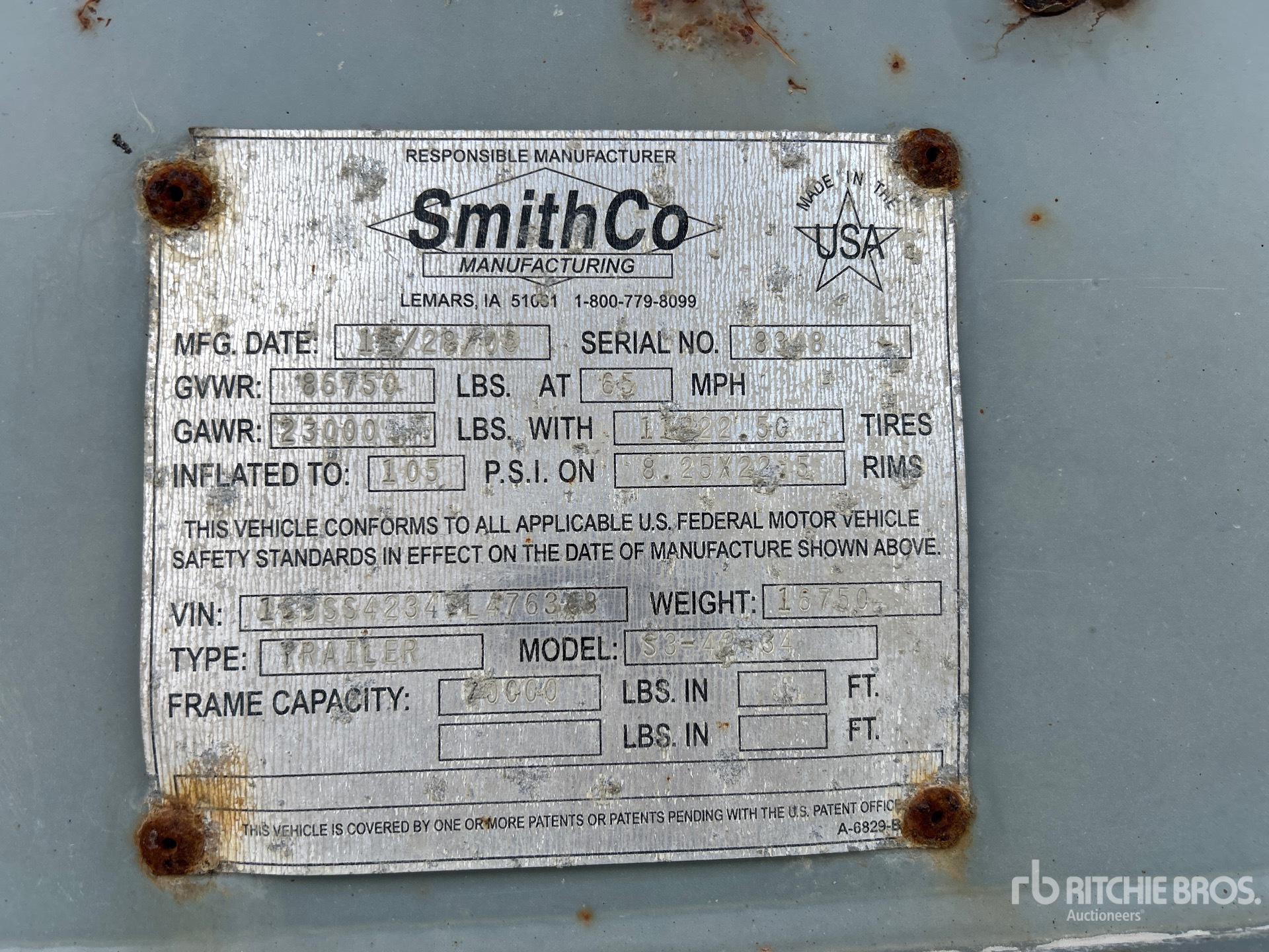 General Appearance with Serial Number / VIN