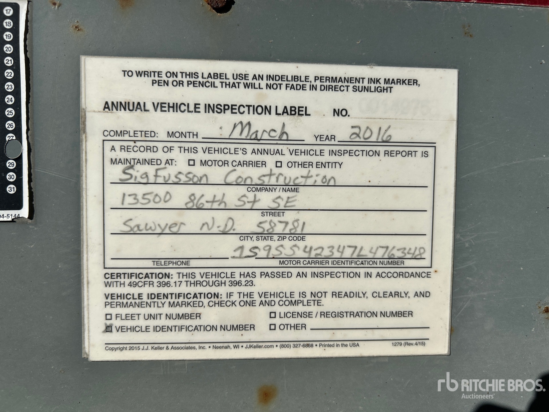 General Appearance with Numéro de série/Numéro d'identification du véhicule automobile
