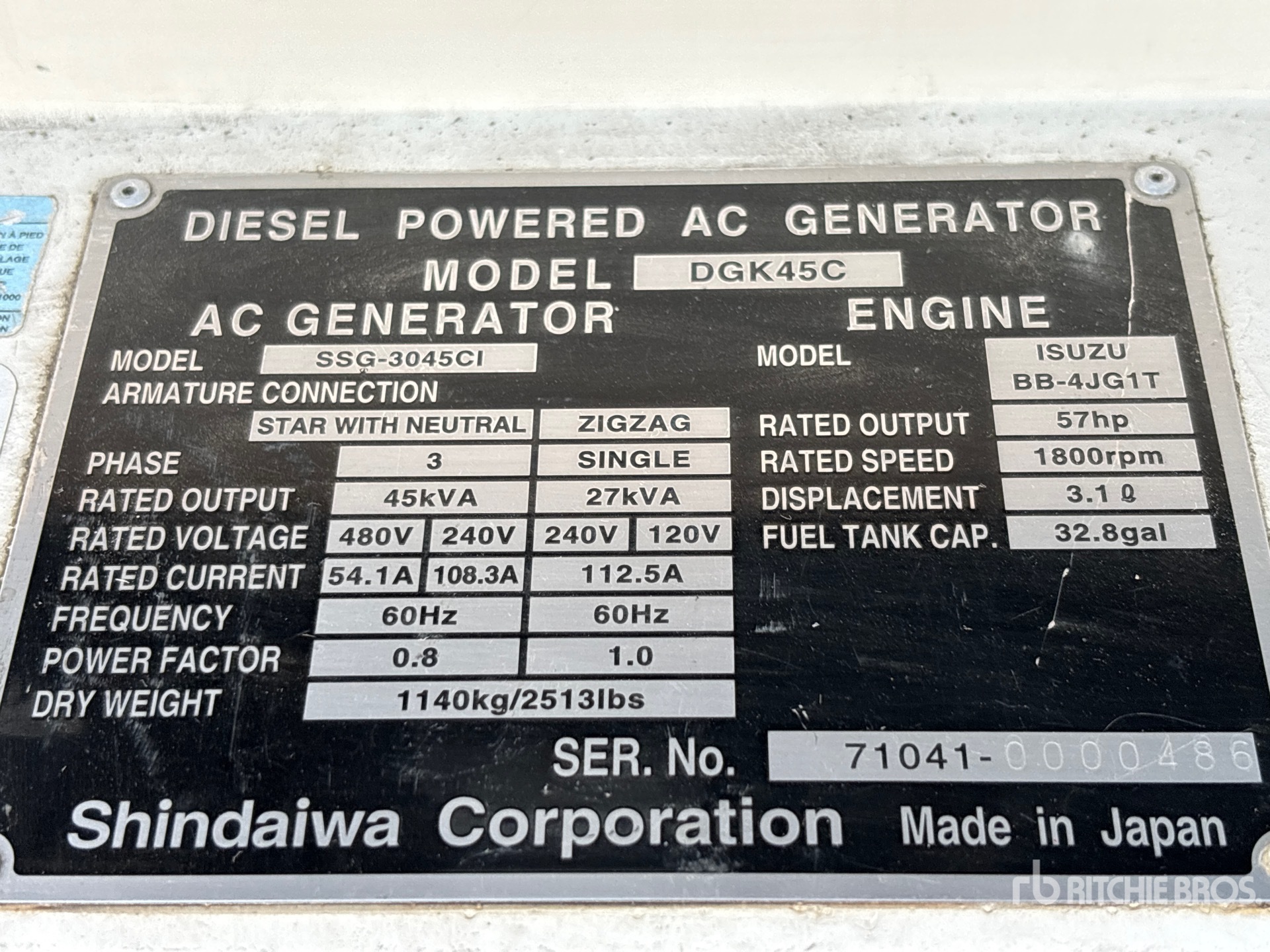 General Appearance with Unit Serial Number