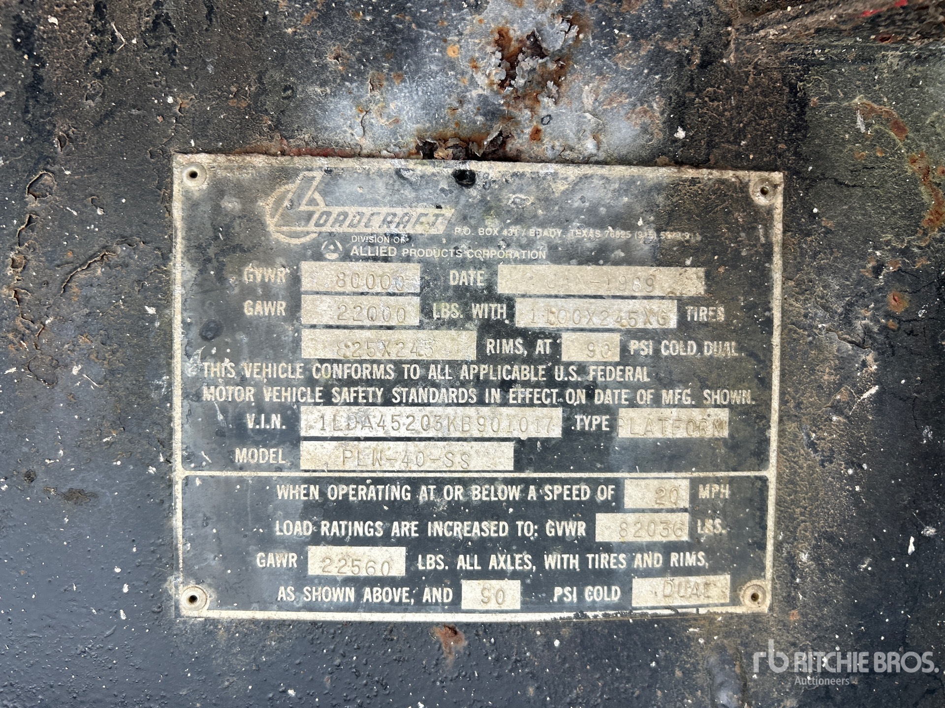 General Appearance with Serial Number / VIN