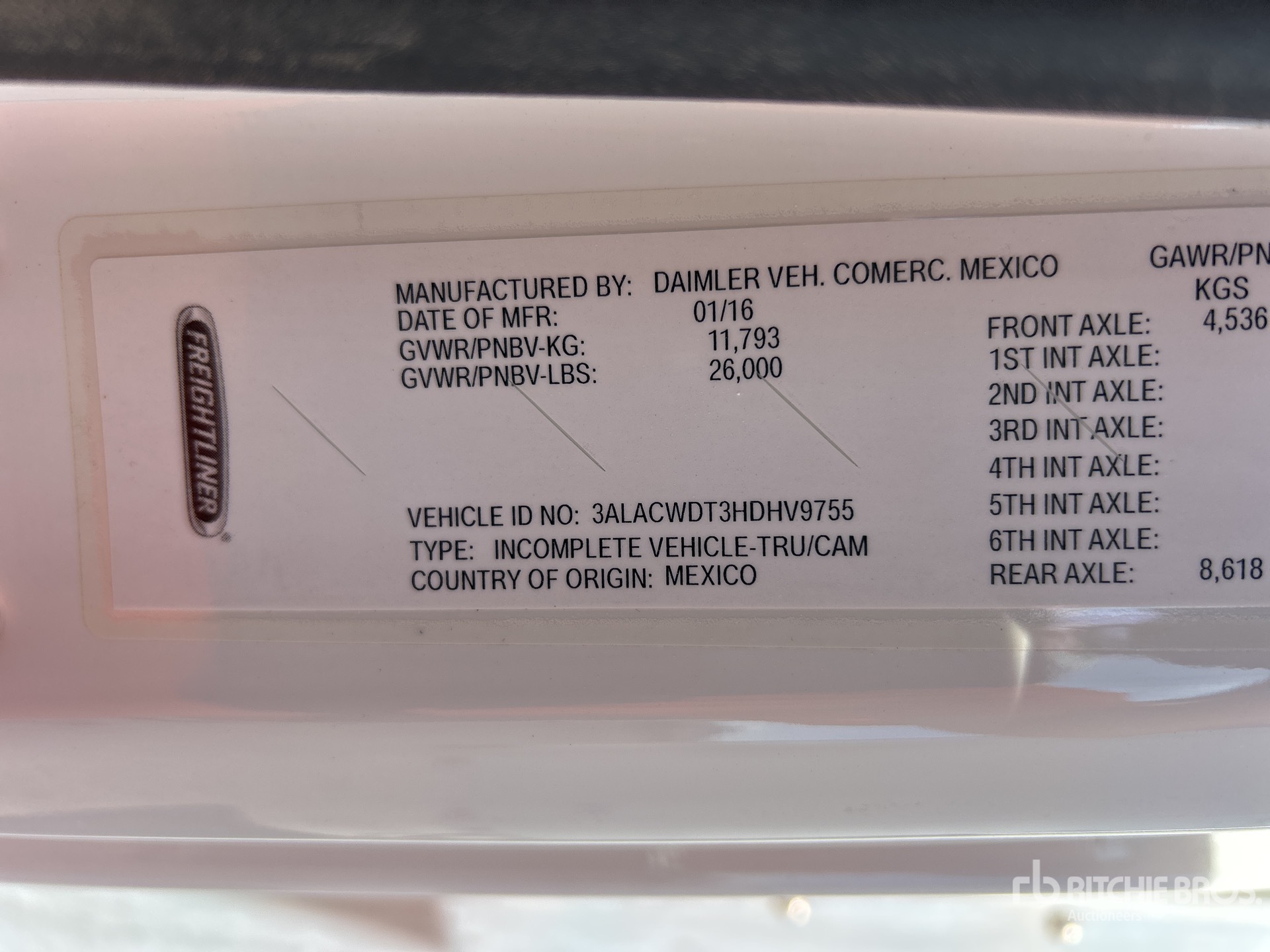 General Appearance with Serial Number / VIN
