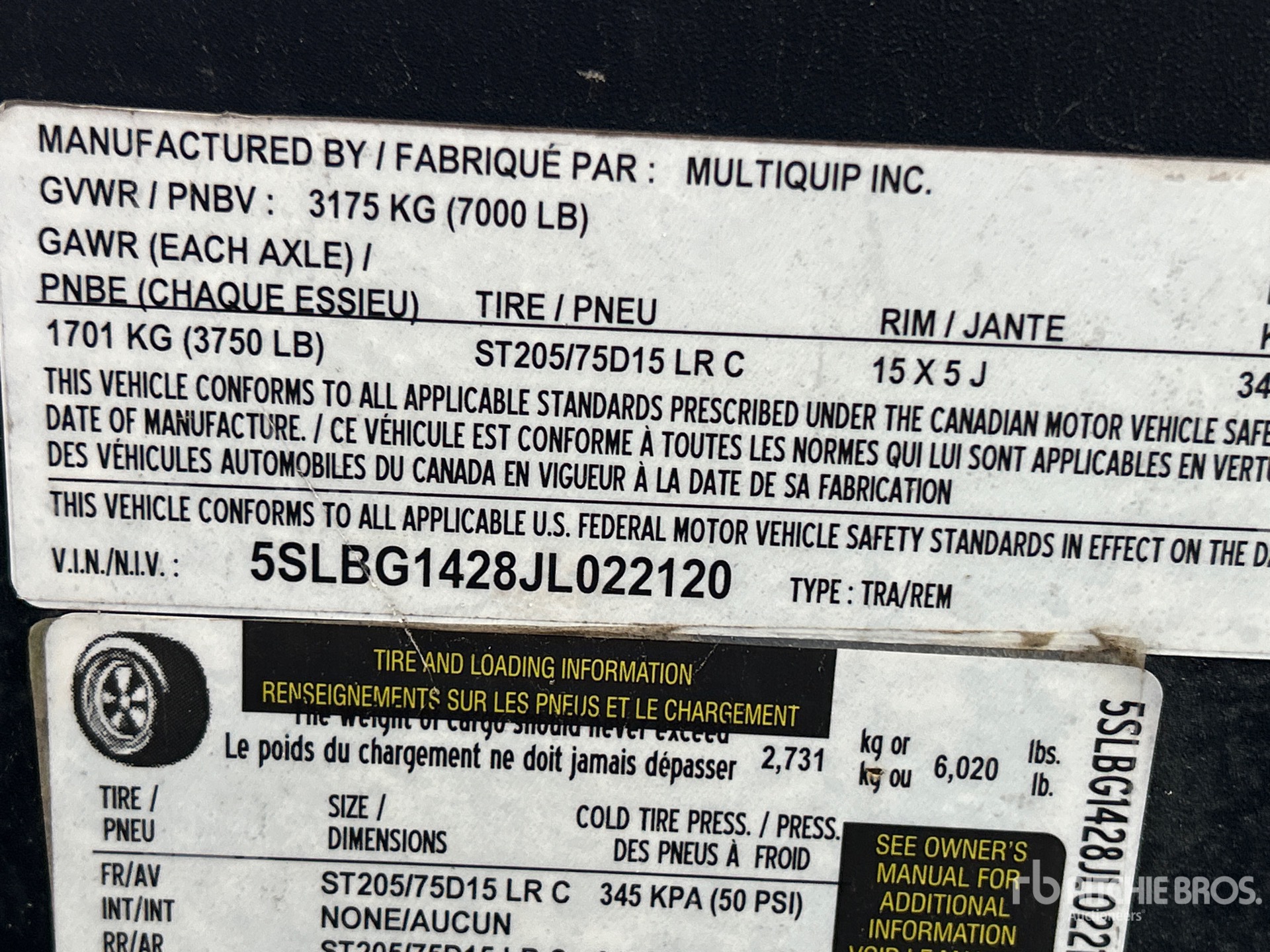 General Appearance with Serial Number / VIN