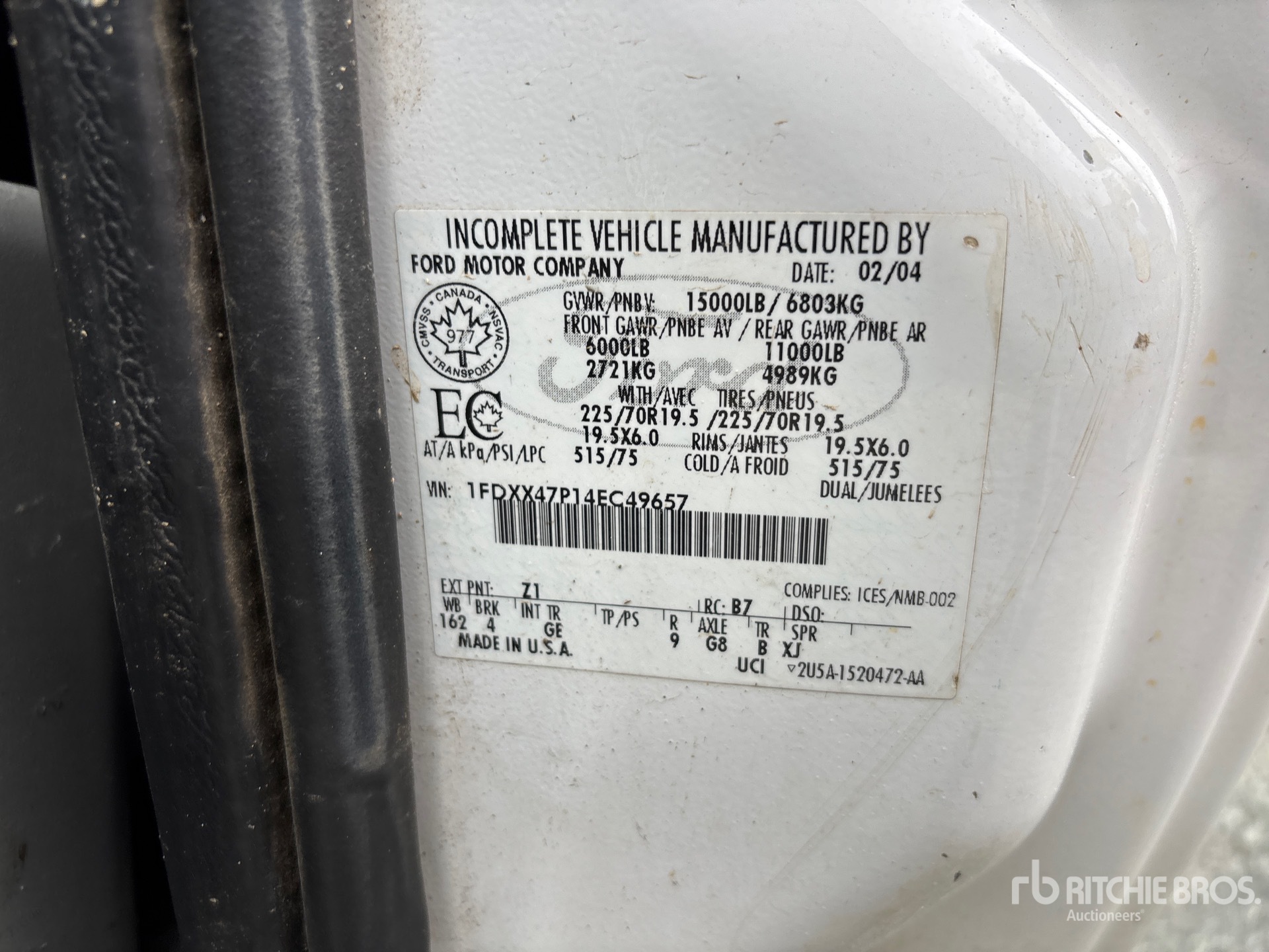 General Appearance with Serial Number / VIN