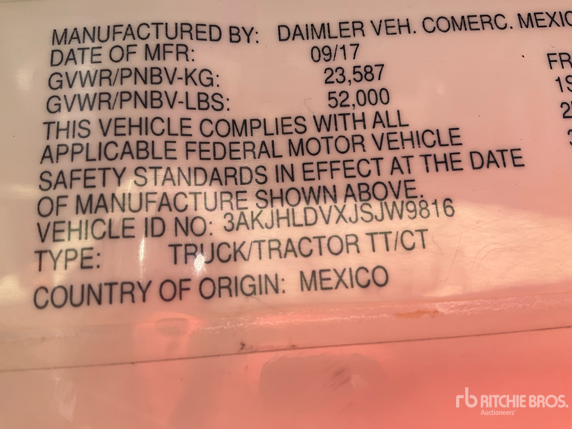 General Appearance with Serial Number / VIN