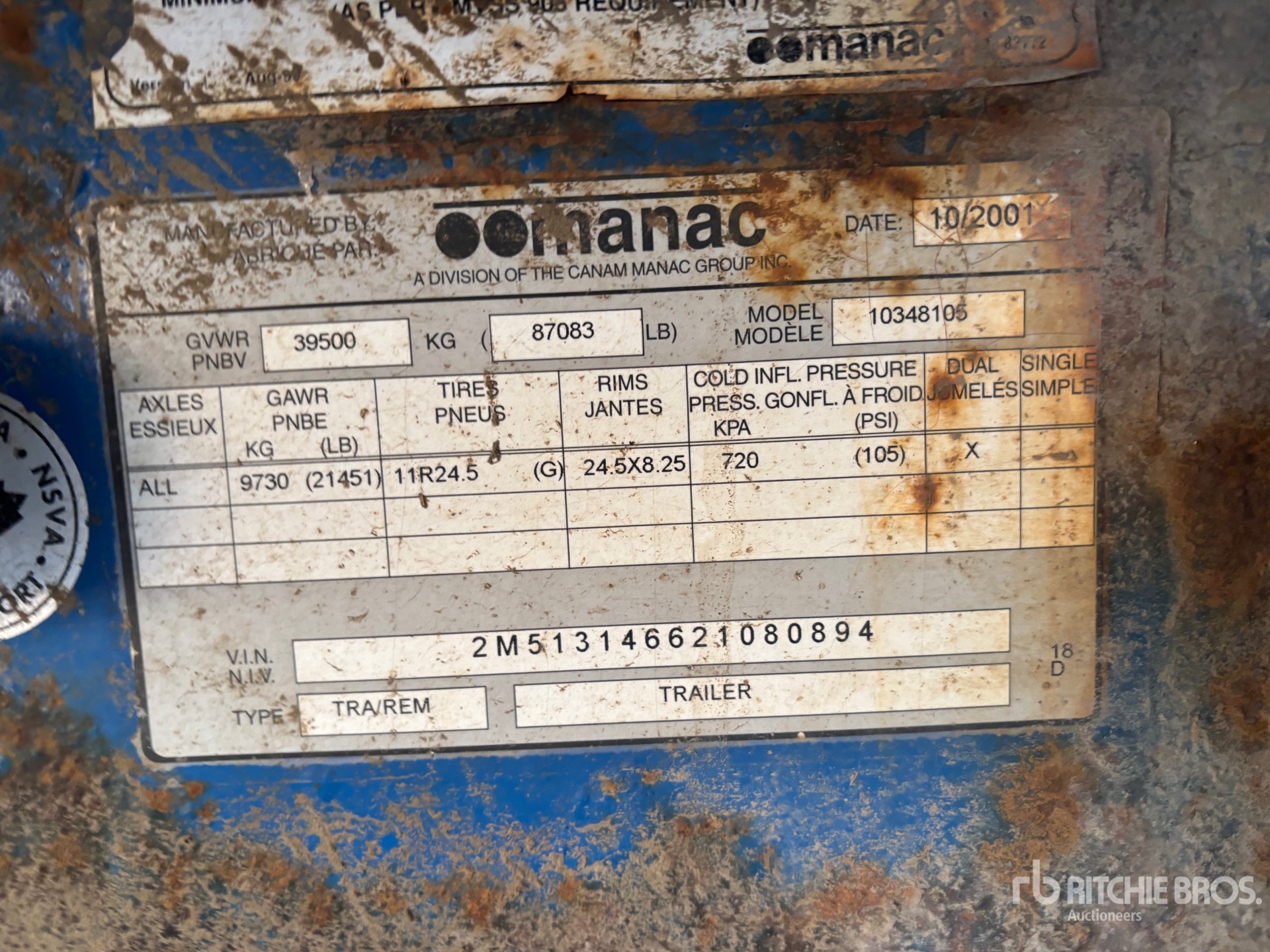 General Appearance with Serial Number / VIN