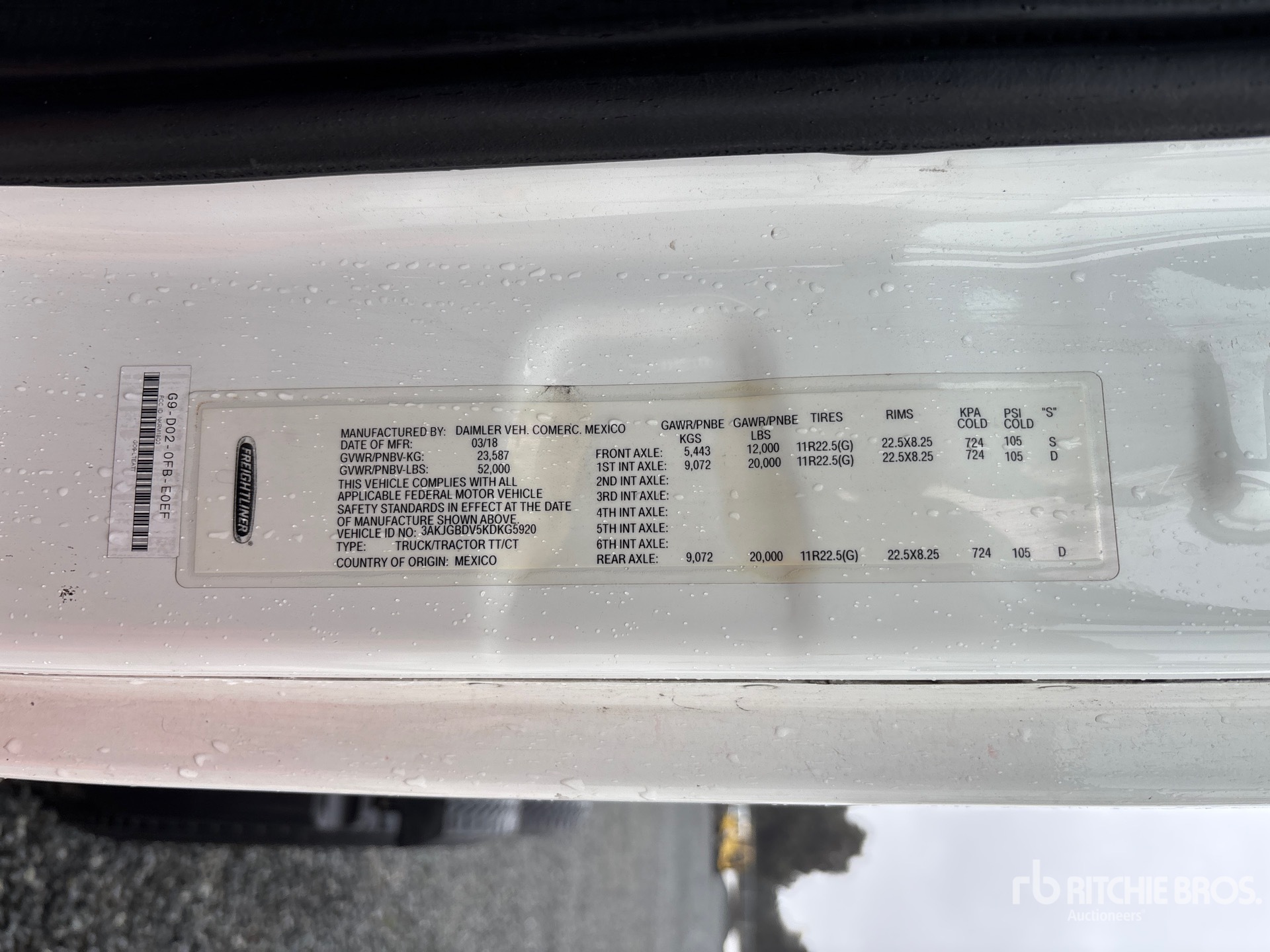 General Appearance with Serial Number / VIN