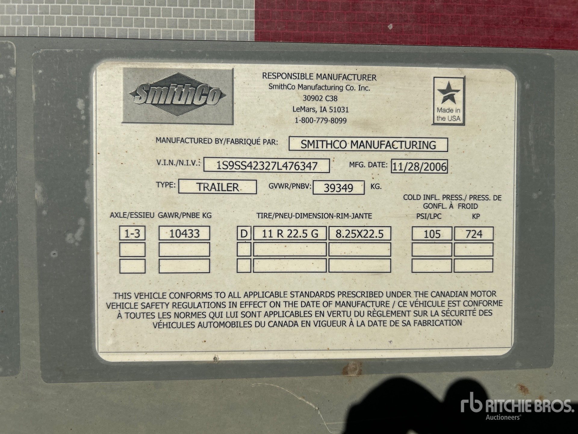 General Appearance with Numéro de série/Numéro d'identification du véhicule automobile
