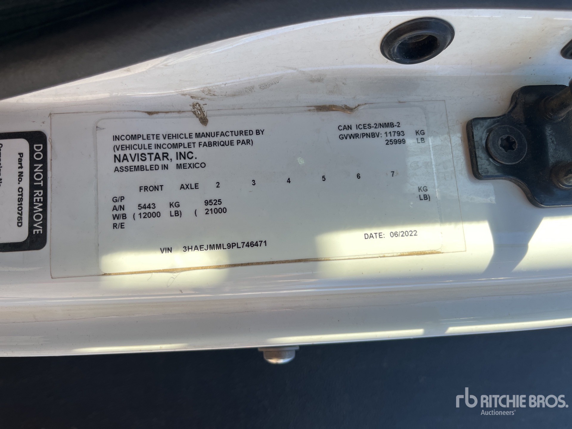 General Appearance with N.º de serie/VIN