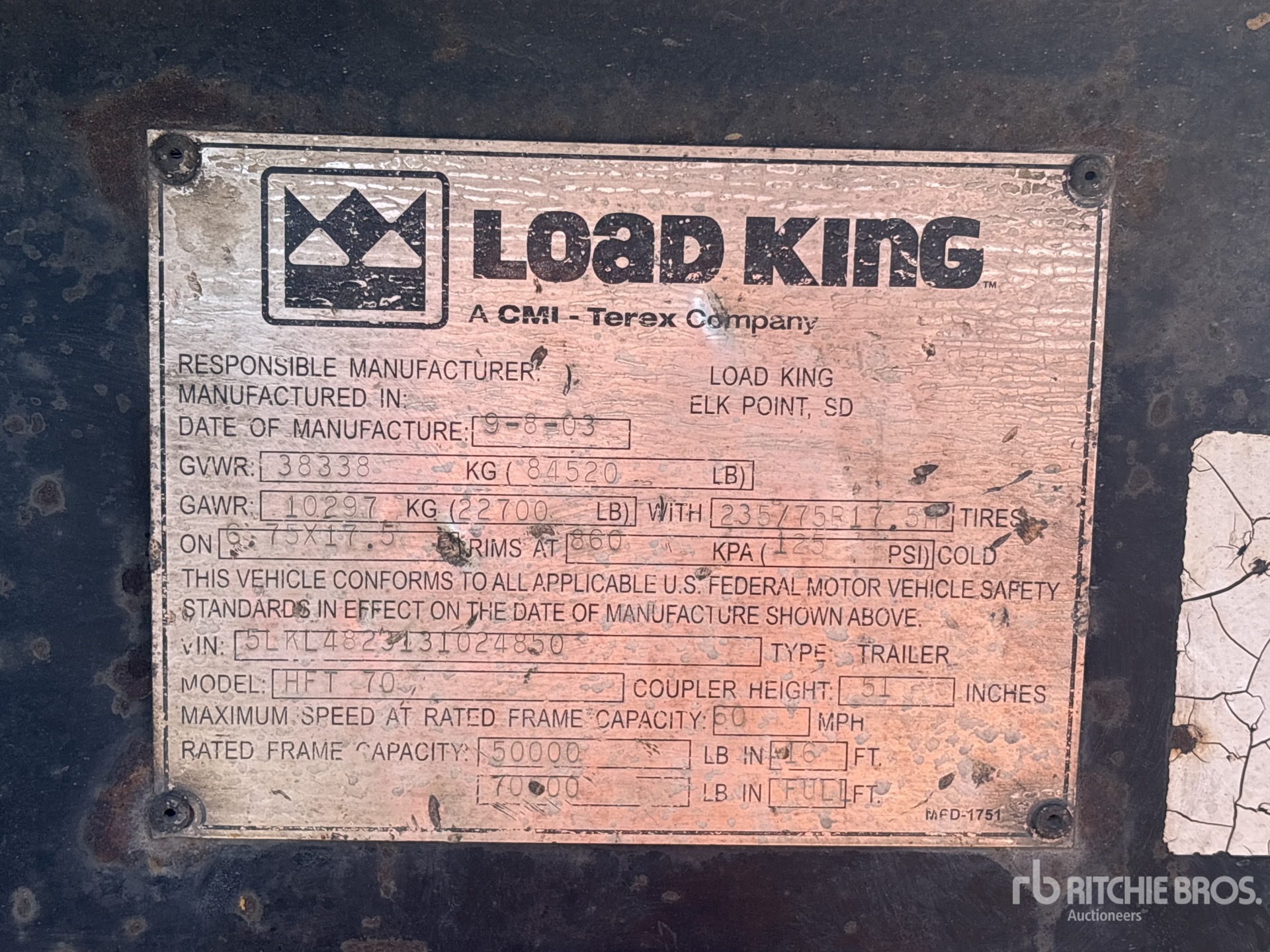 General Appearance with Serial Number / VIN