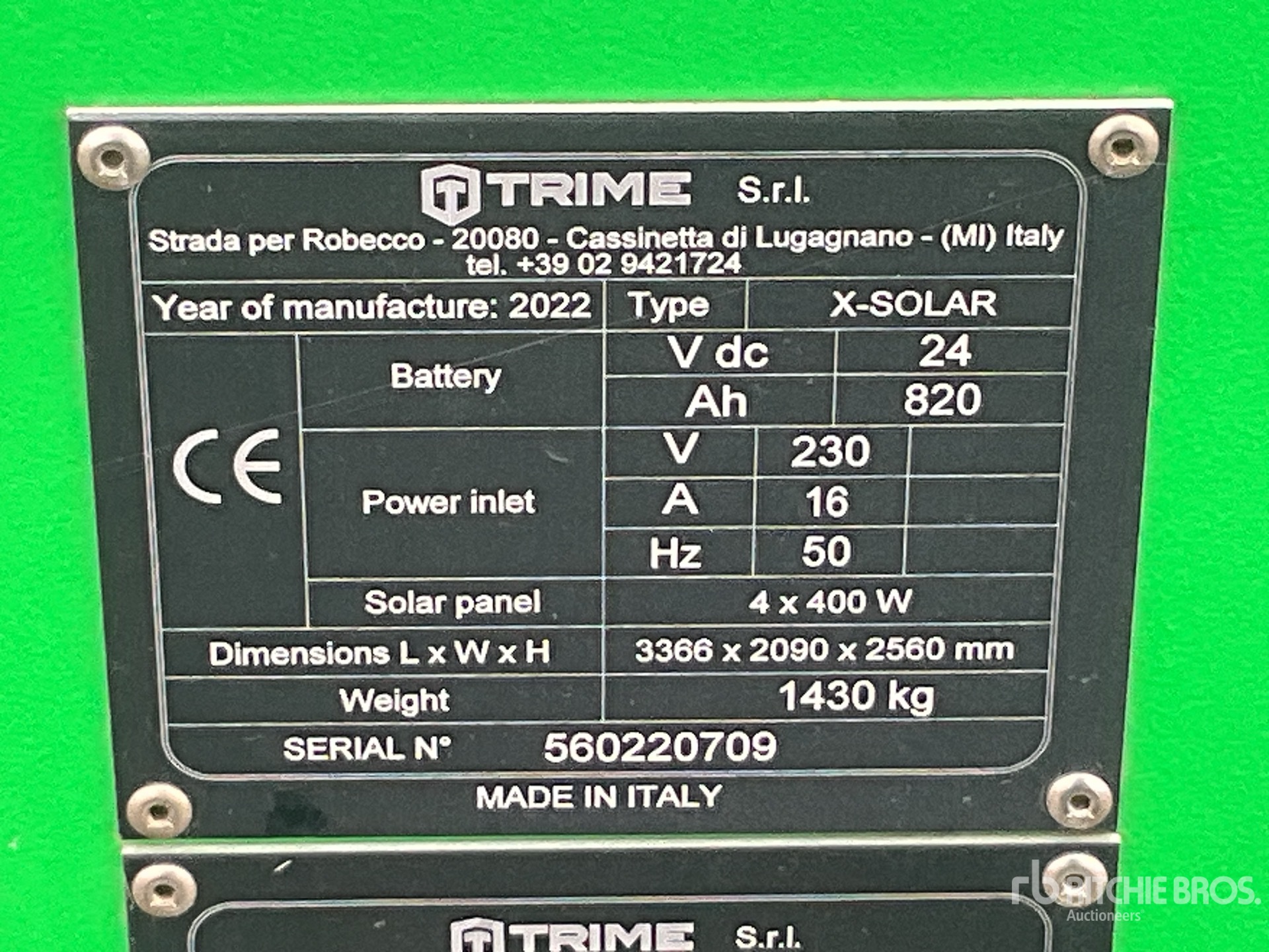 General Appearance with Serial Number / VIN