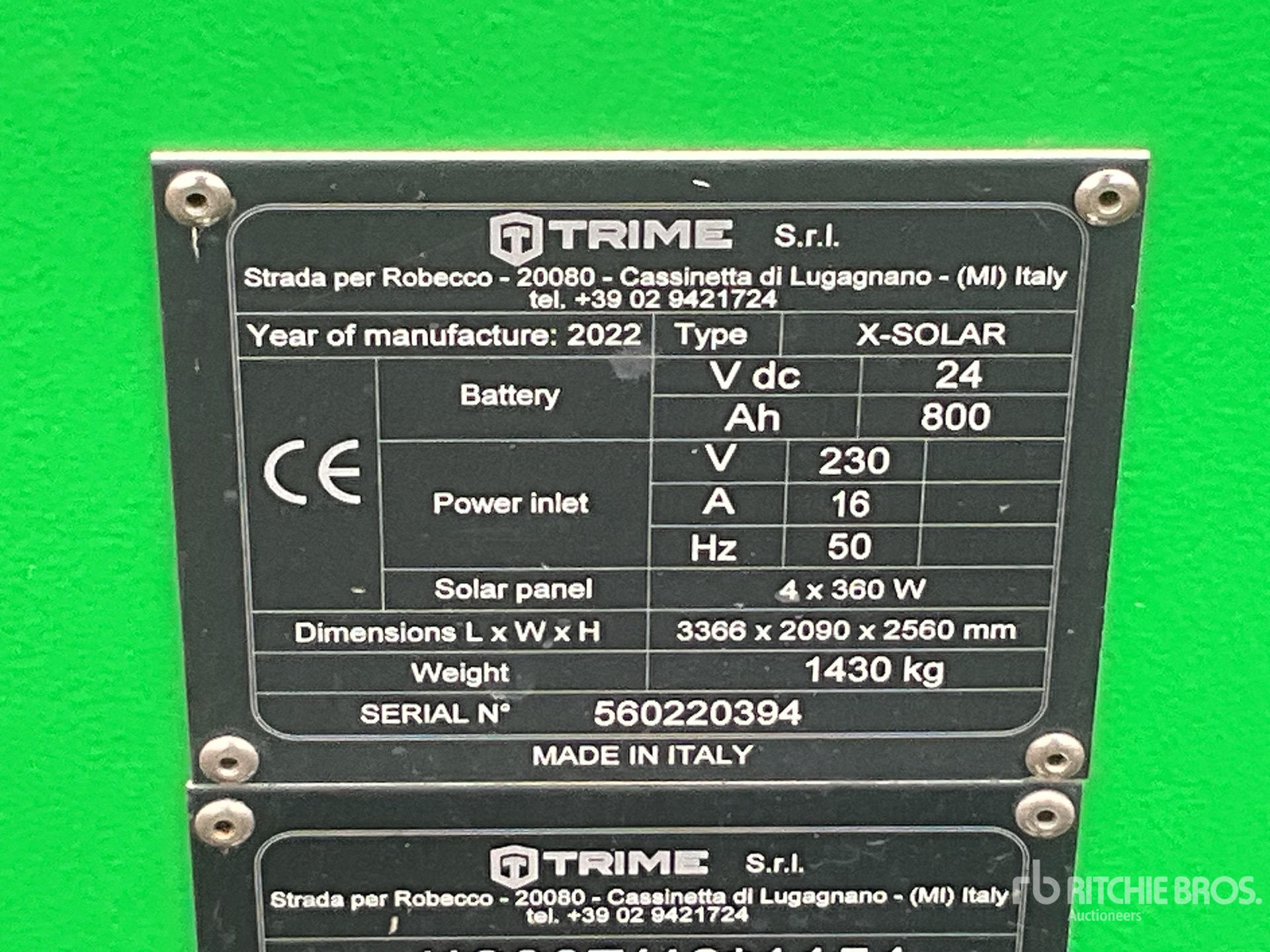 General Appearance with Serial Number / VIN