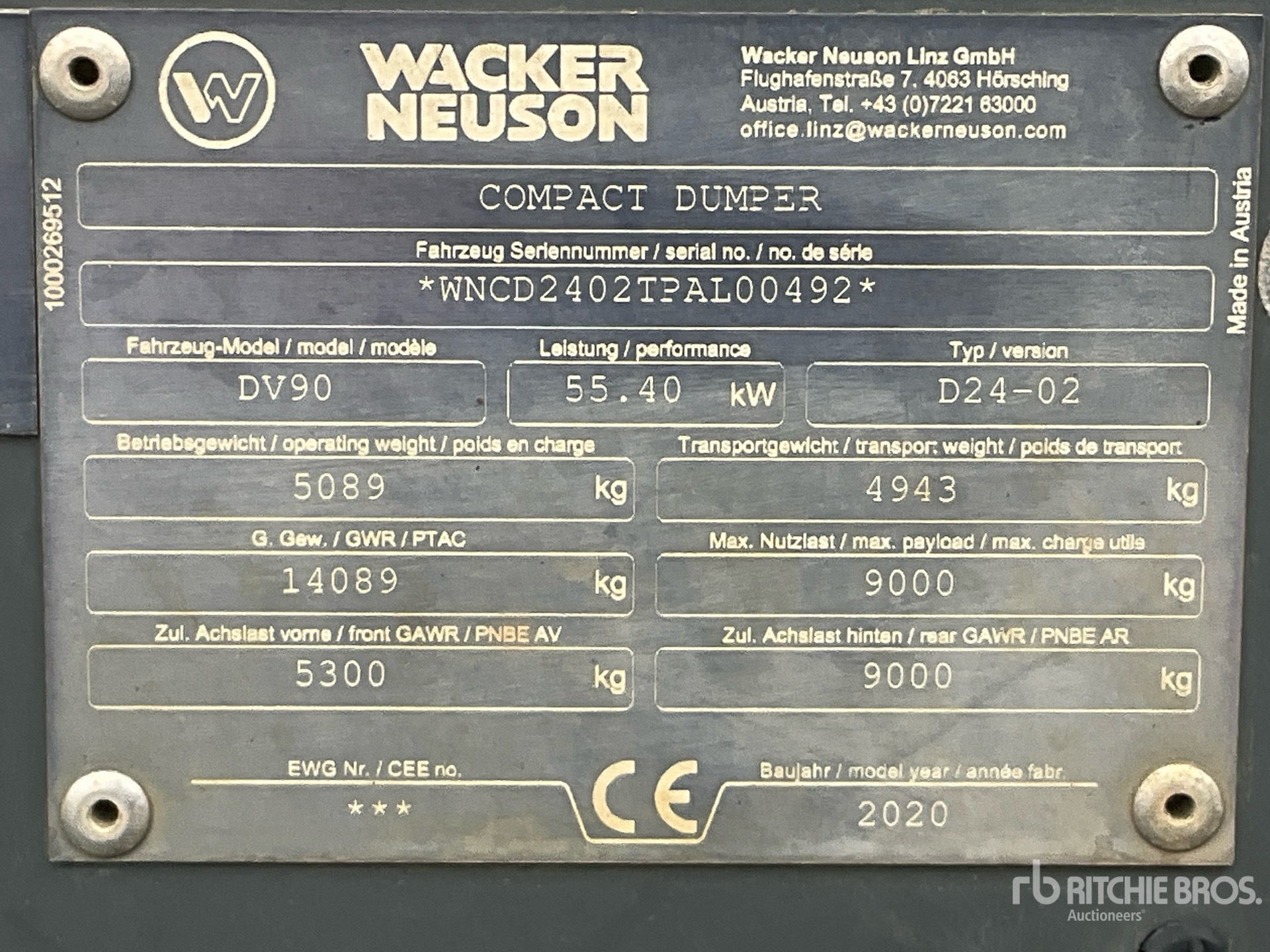 General Appearance with Serial Number / VIN