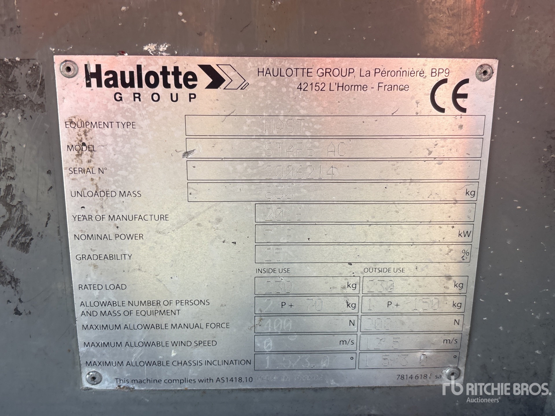 General Appearance with N.º de serie/VIN