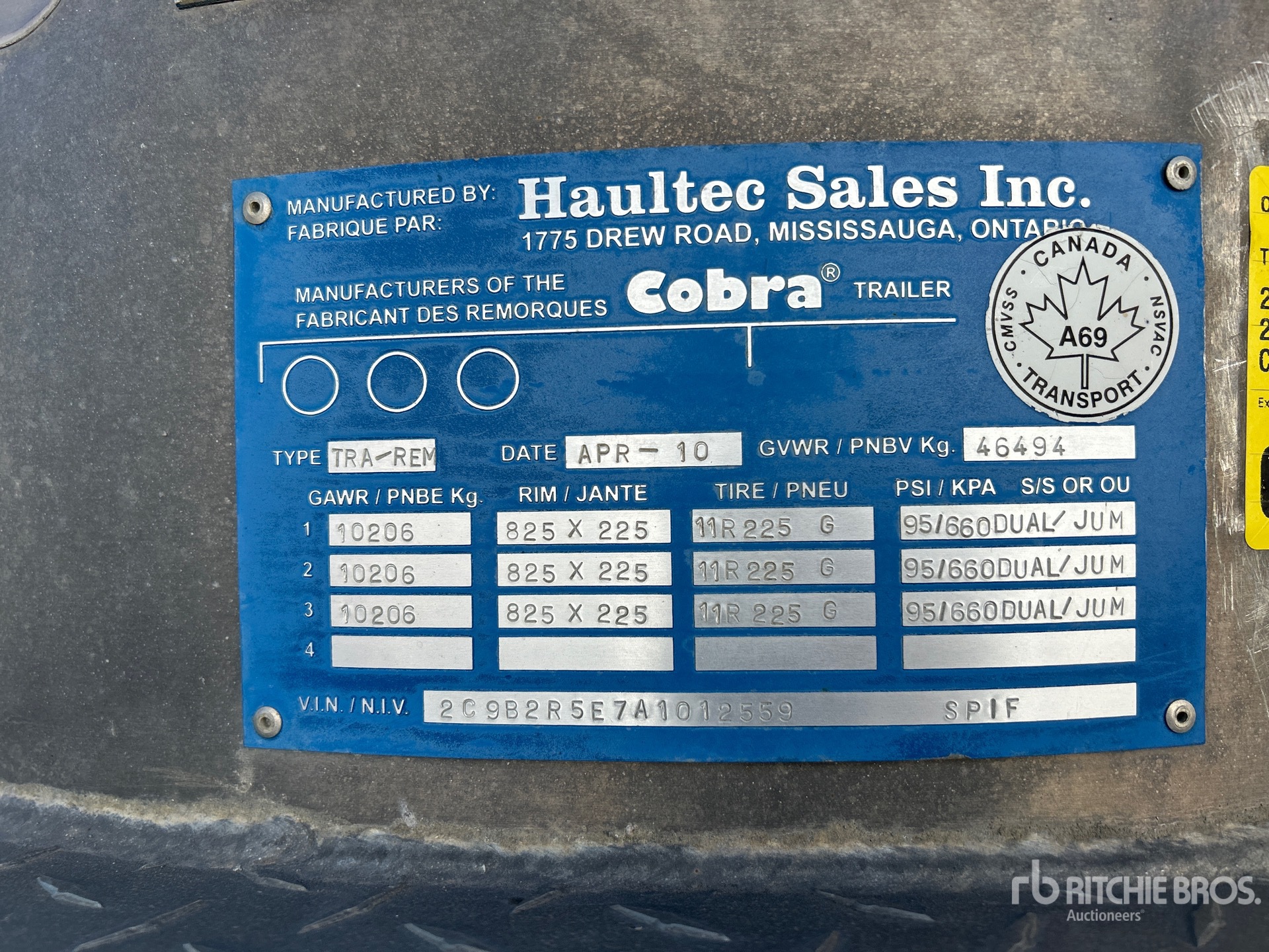 General Appearance with Serial Number / VIN