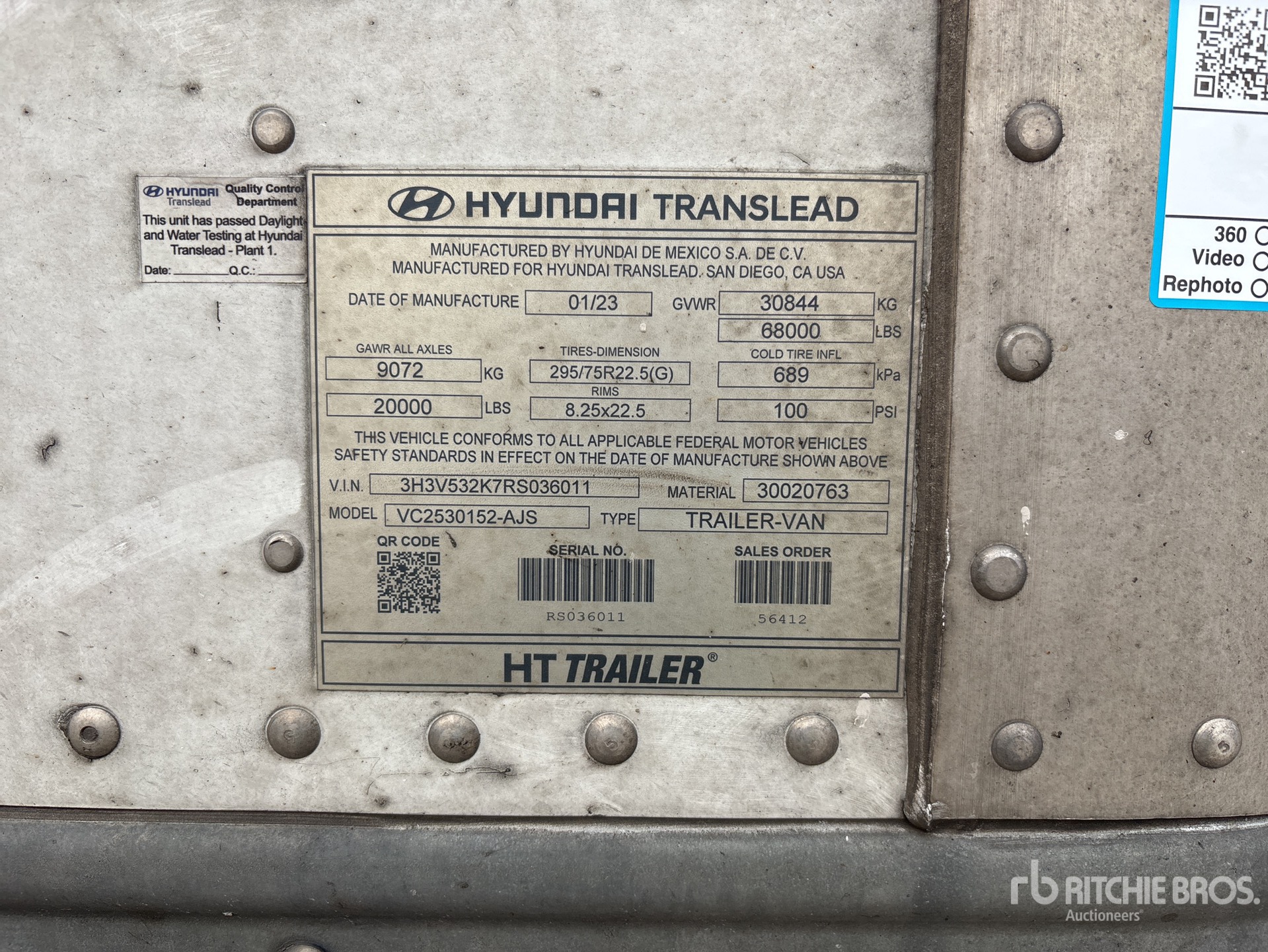 General Appearance with Serial Number / VIN
