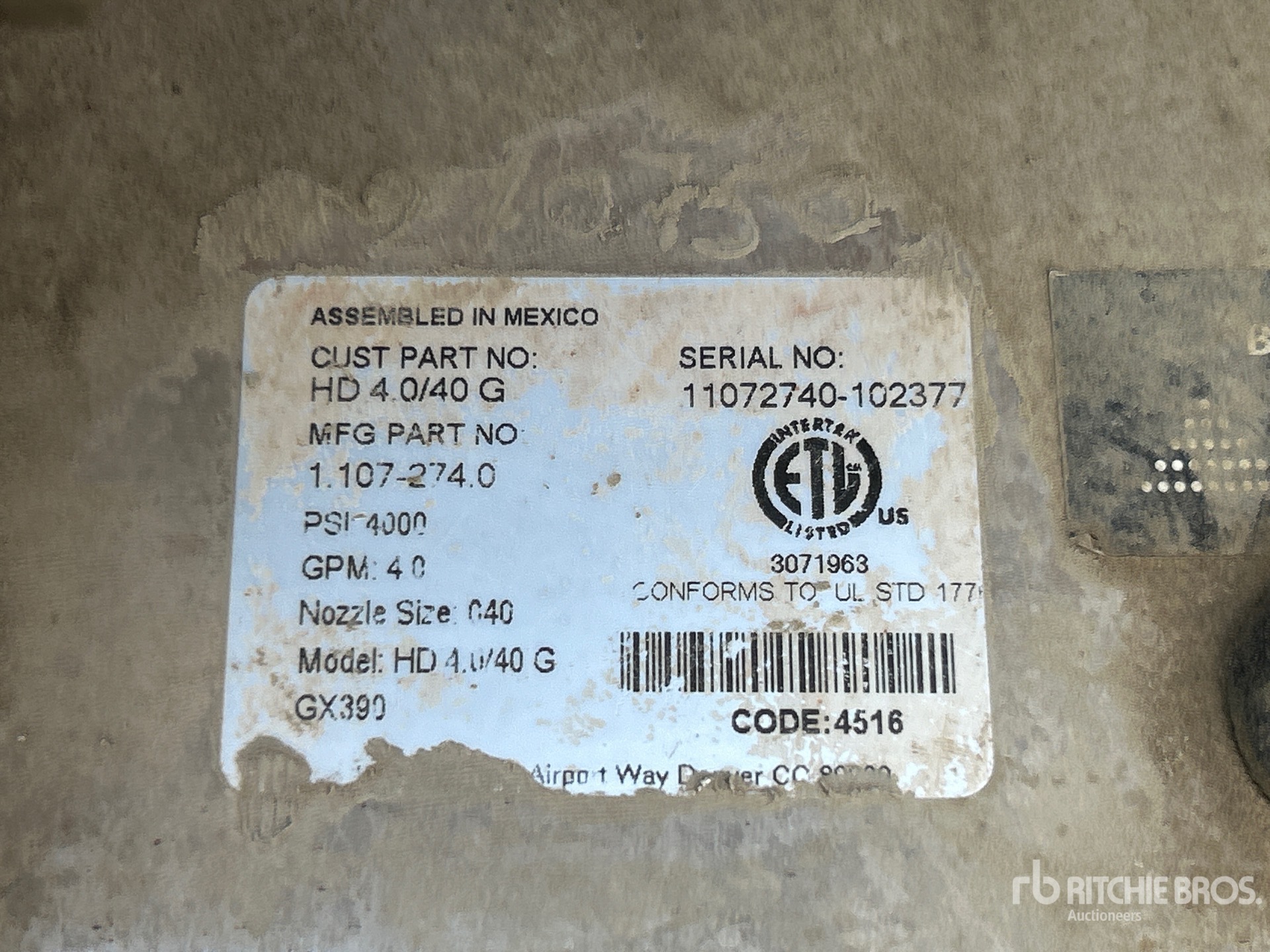 General Appearance with Serial Number / VIN