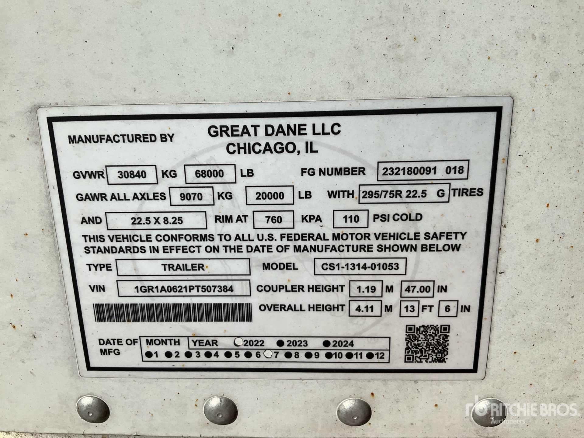 General Appearance with Serial Number / VIN