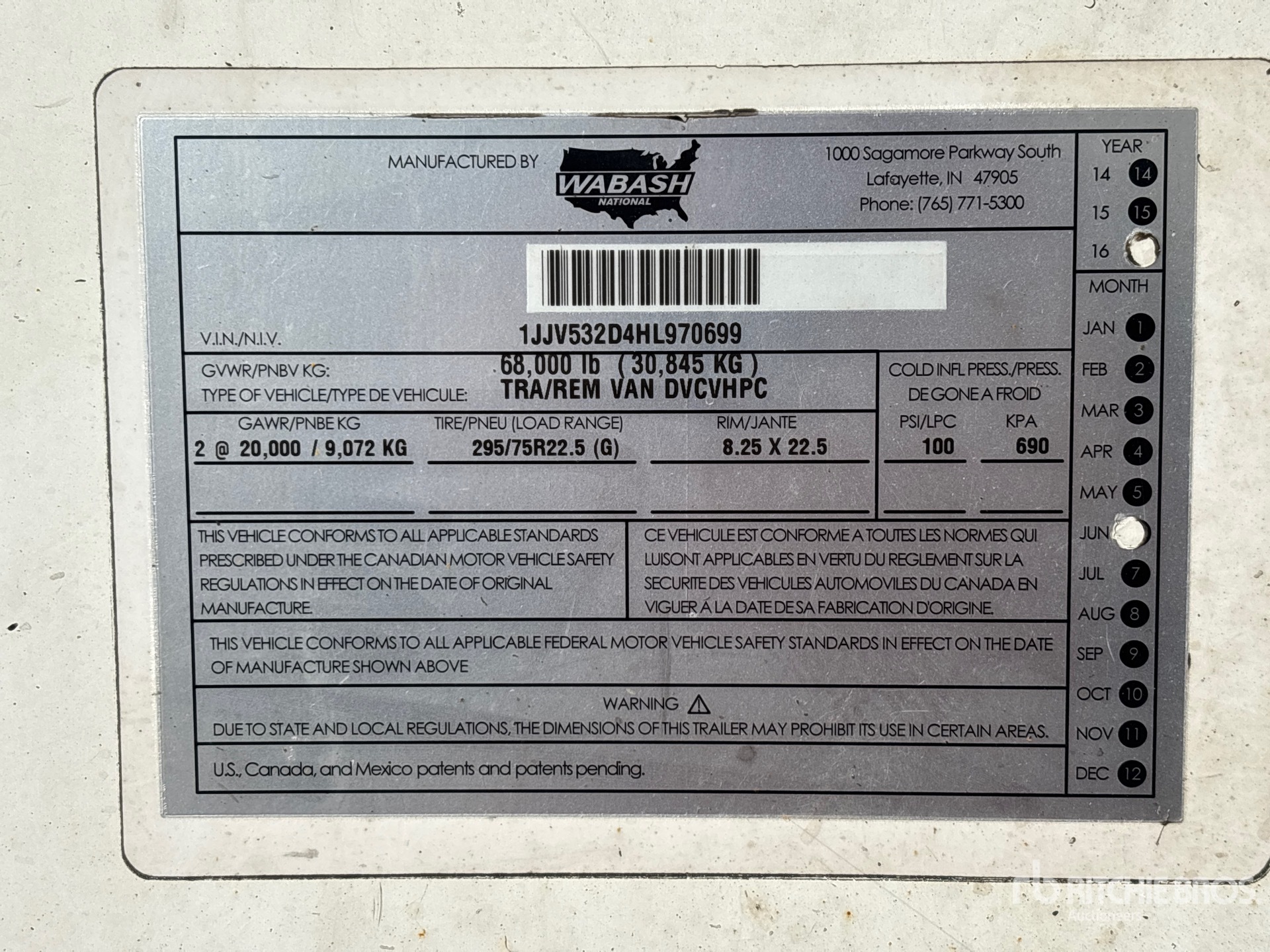 General Appearance with Serial Number / VIN