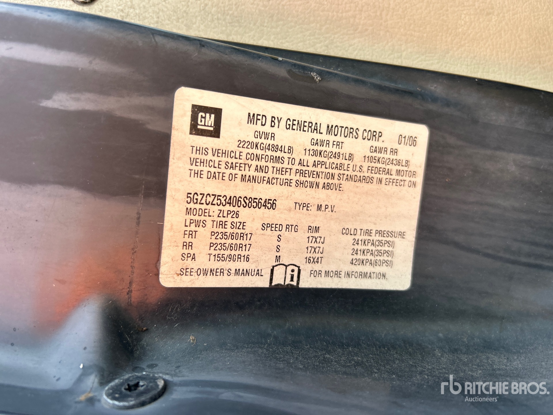 General Appearance with Serial Number / VIN