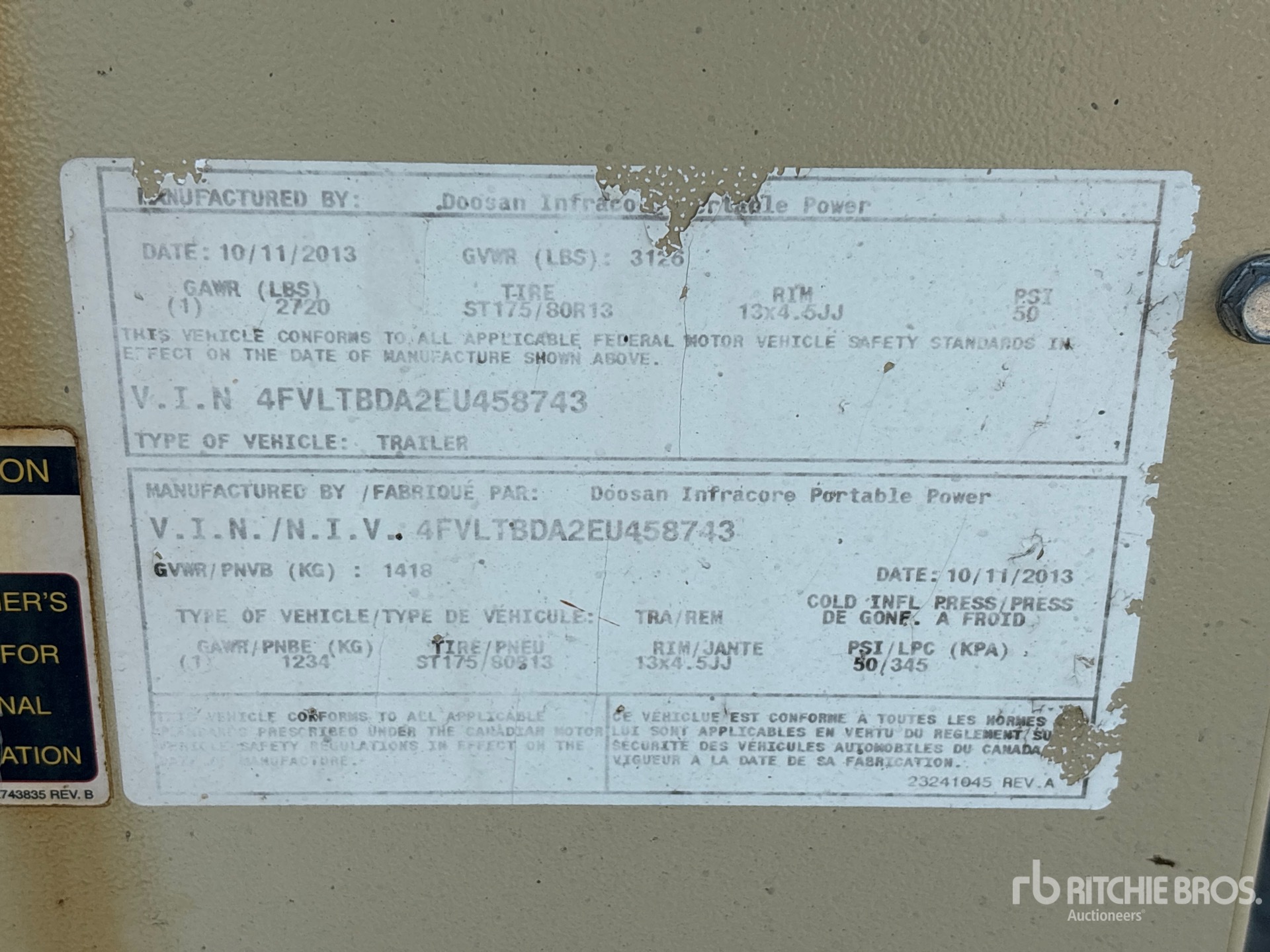 General Appearance with Serial Number / VIN