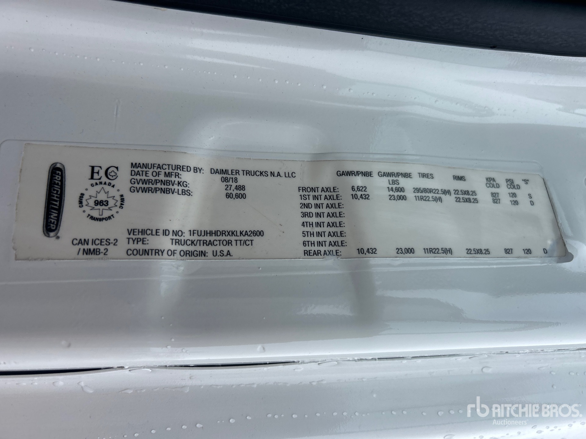 General Appearance with Serial Number / VIN