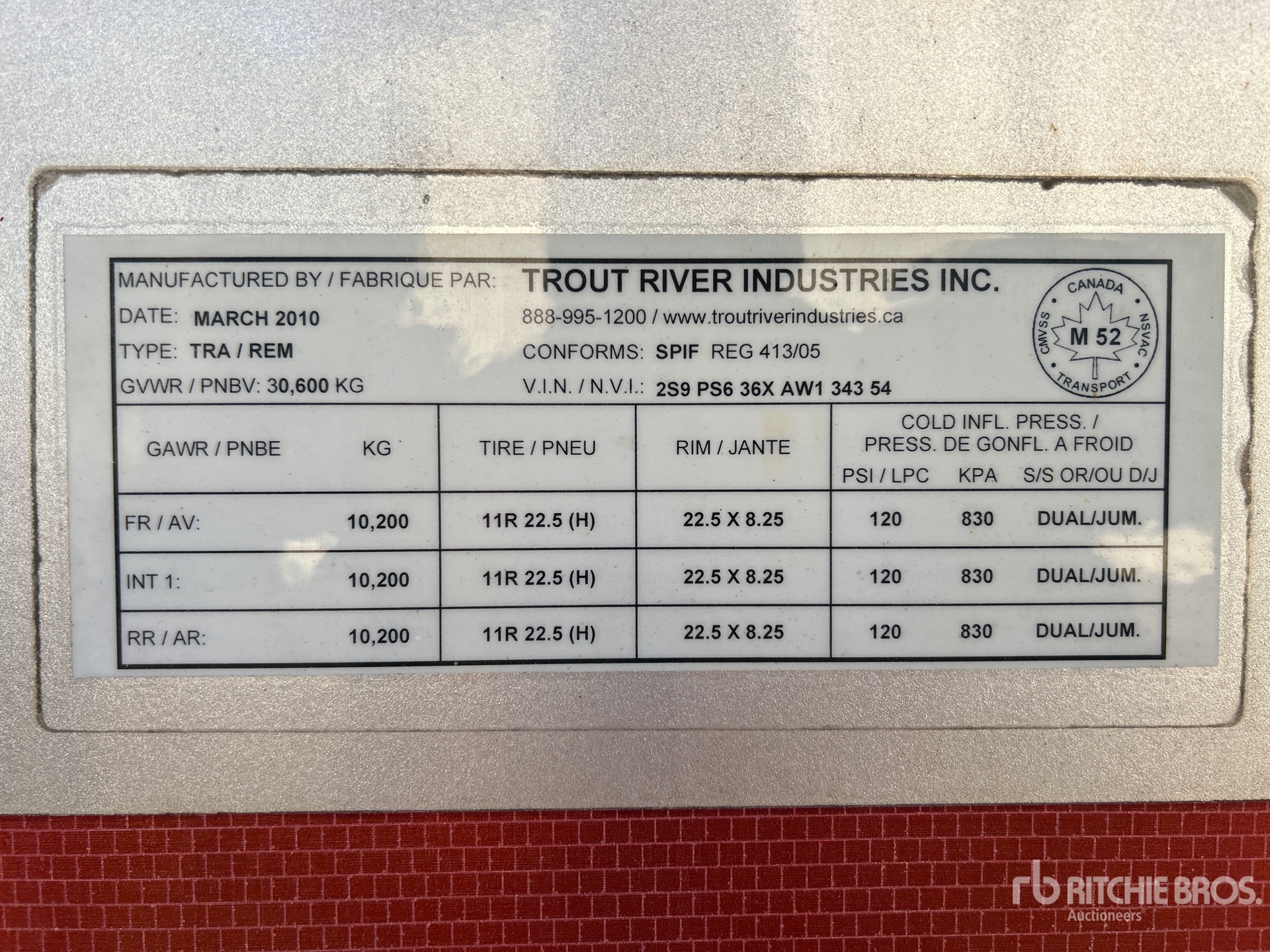 General Appearance with Serial Number / VIN