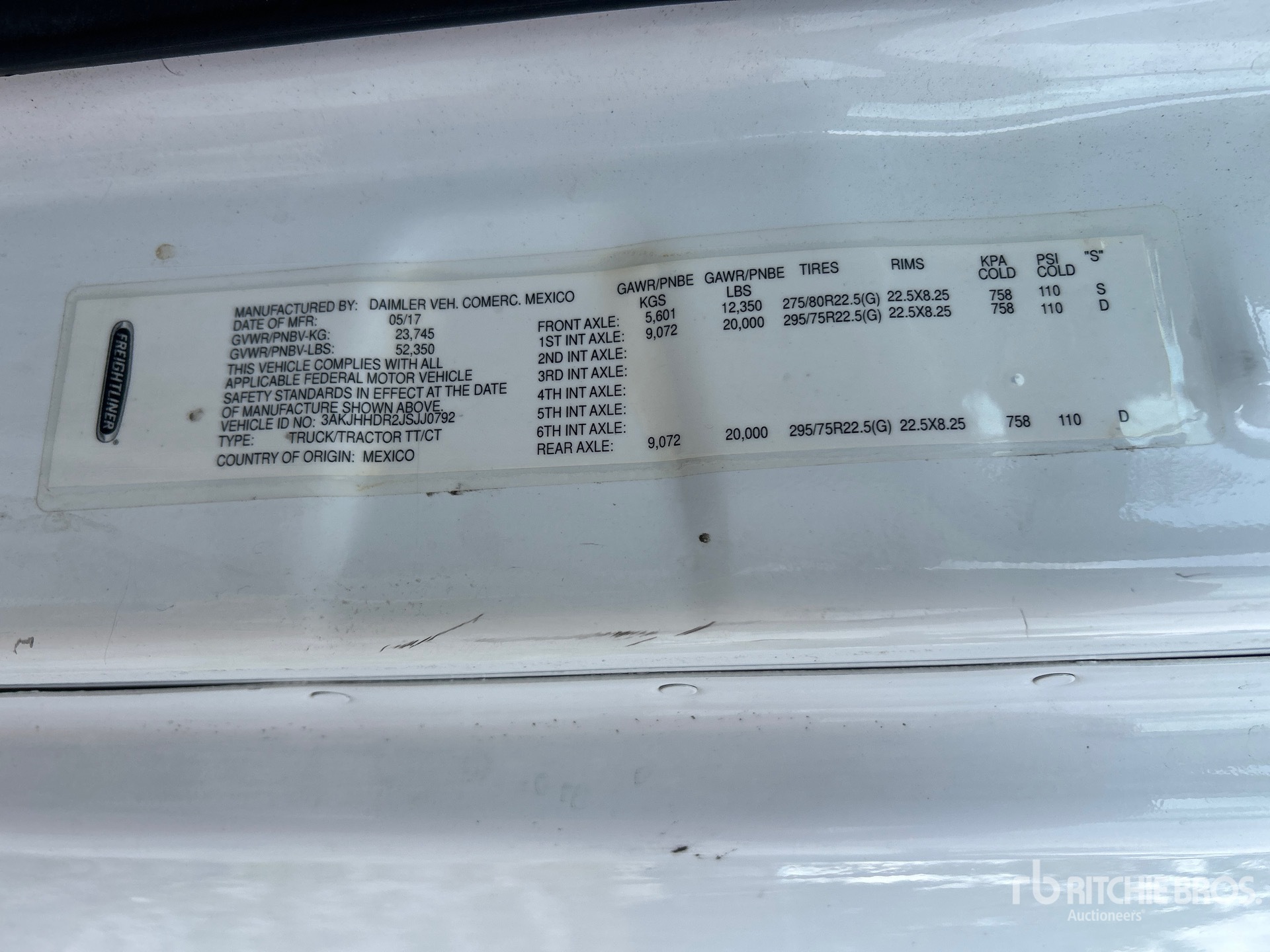 General Appearance with Serial Number / VIN