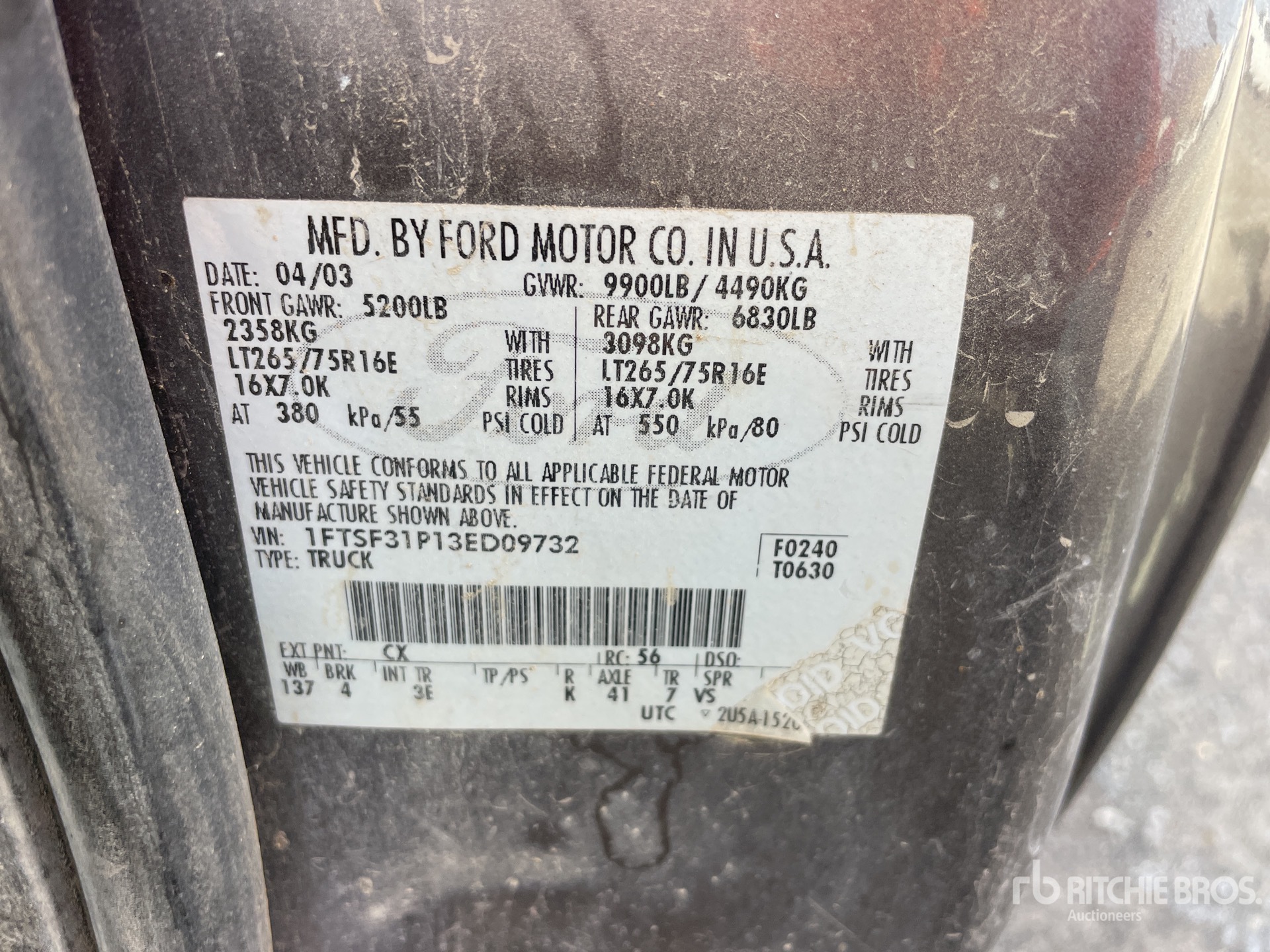 General Appearance with Serial Number / VIN