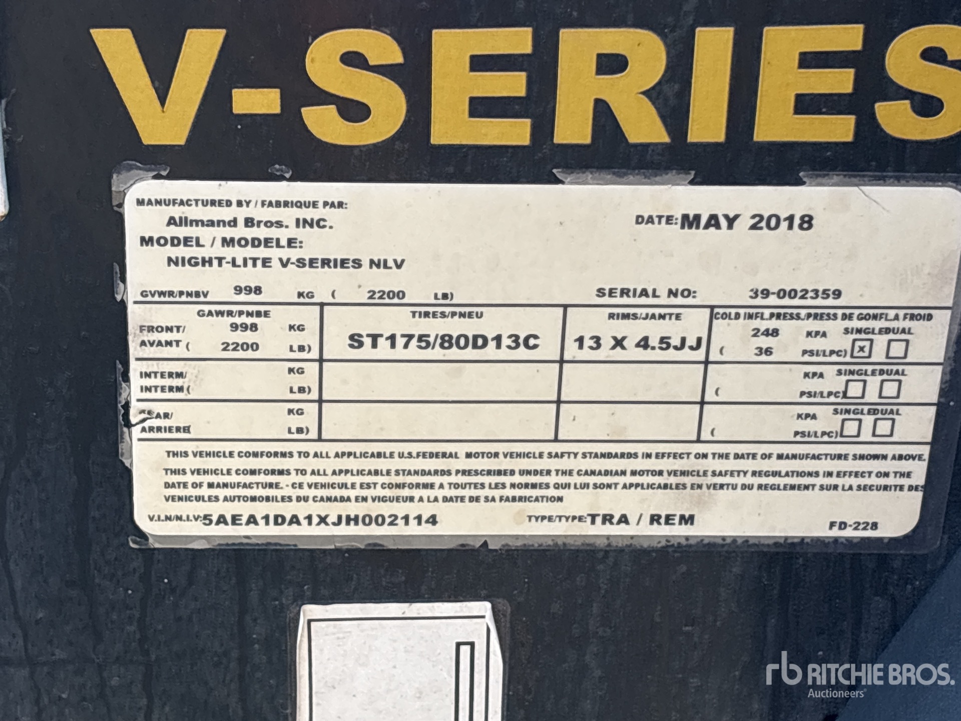 General Appearance with Serial Number / VIN