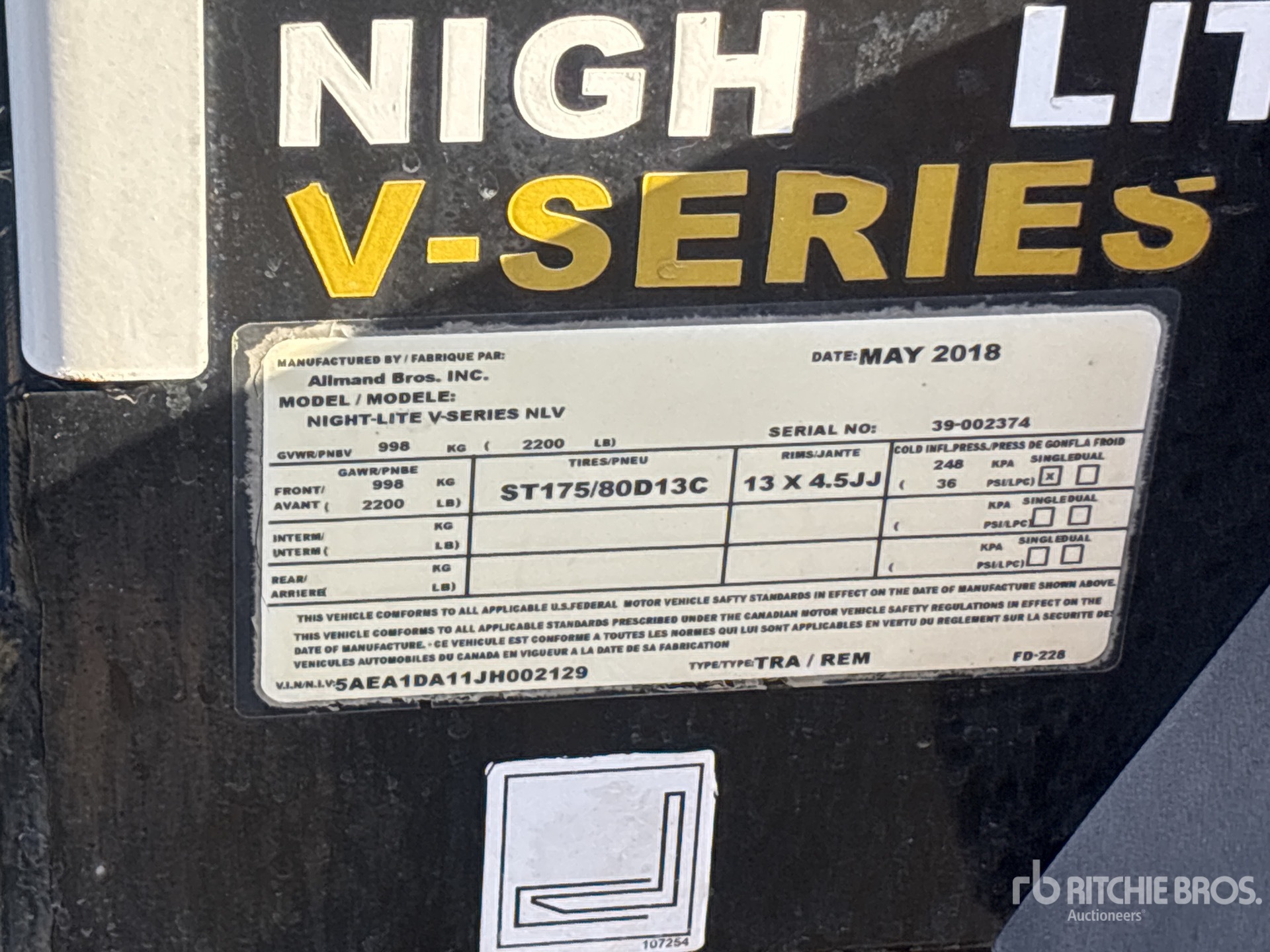 General Appearance with Serial Number / VIN