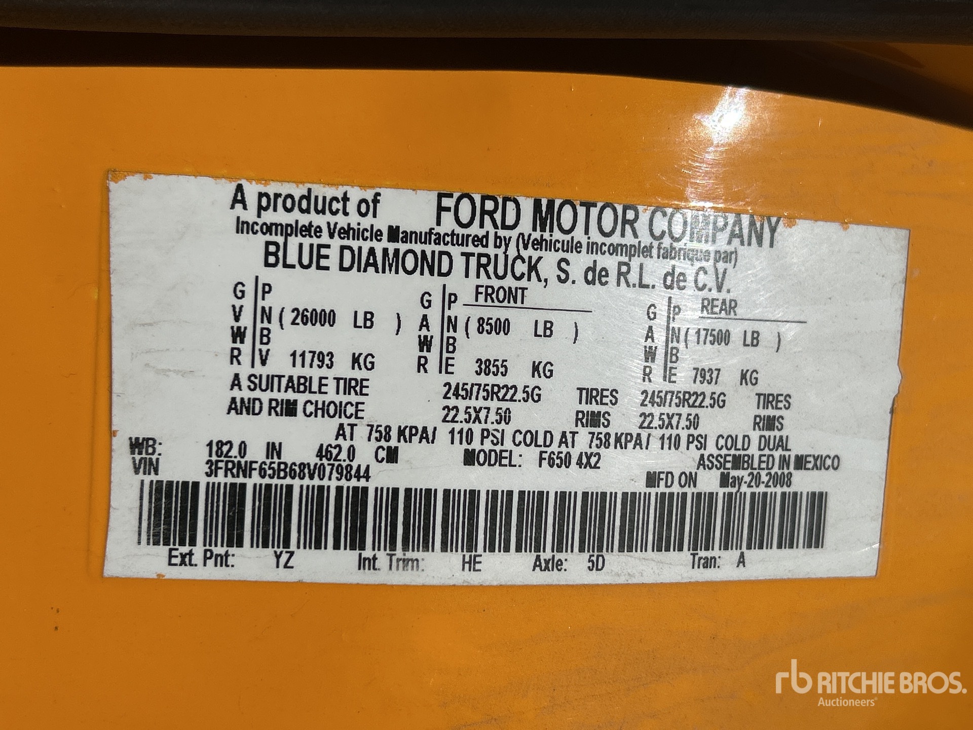 General Appearance with Serial Number / VIN