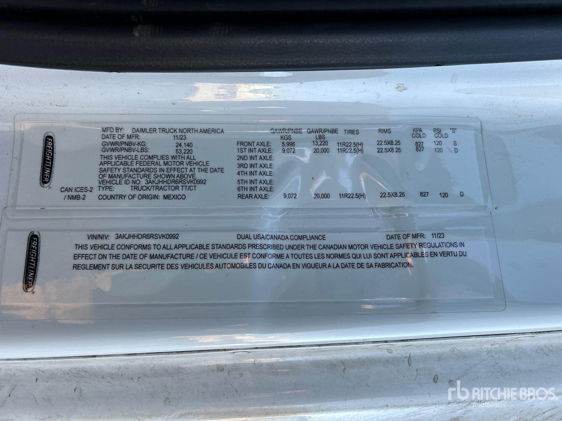 General Appearance with Serial Number / VIN