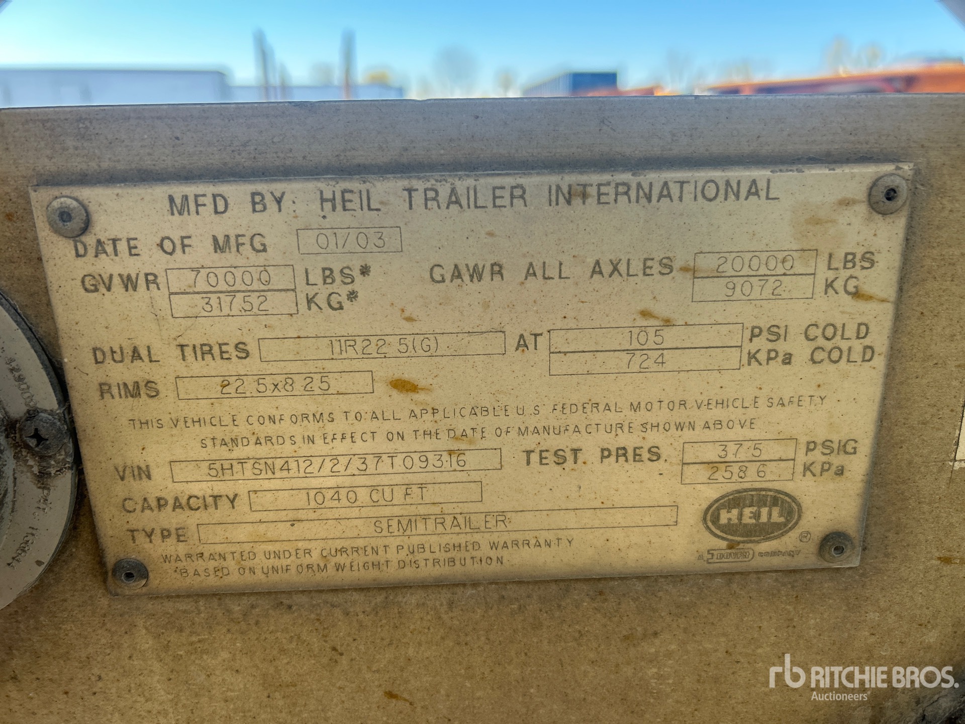 General Appearance with Serial Number / VIN