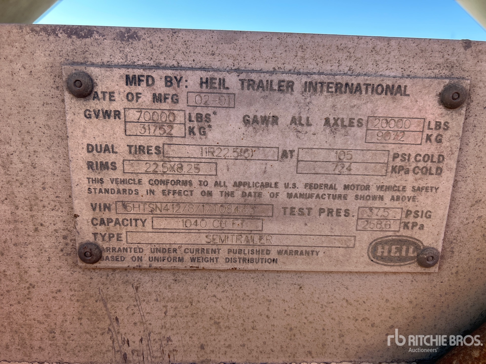 General Appearance with Serial Number / VIN