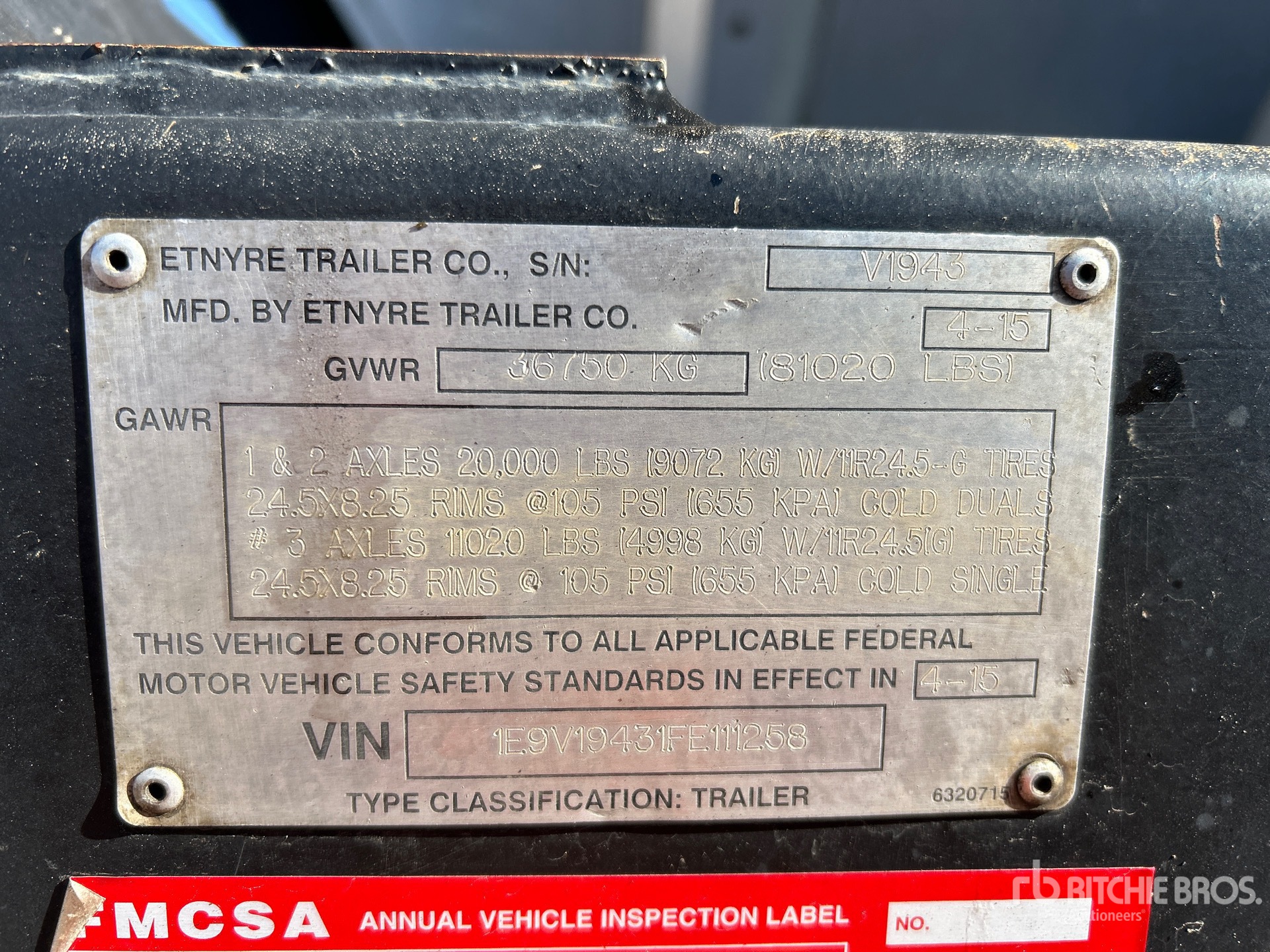 General Appearance with Serial Number / VIN