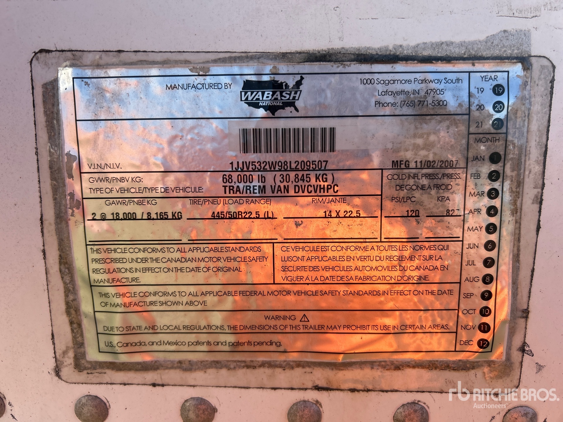 General Appearance with Serial Number / VIN